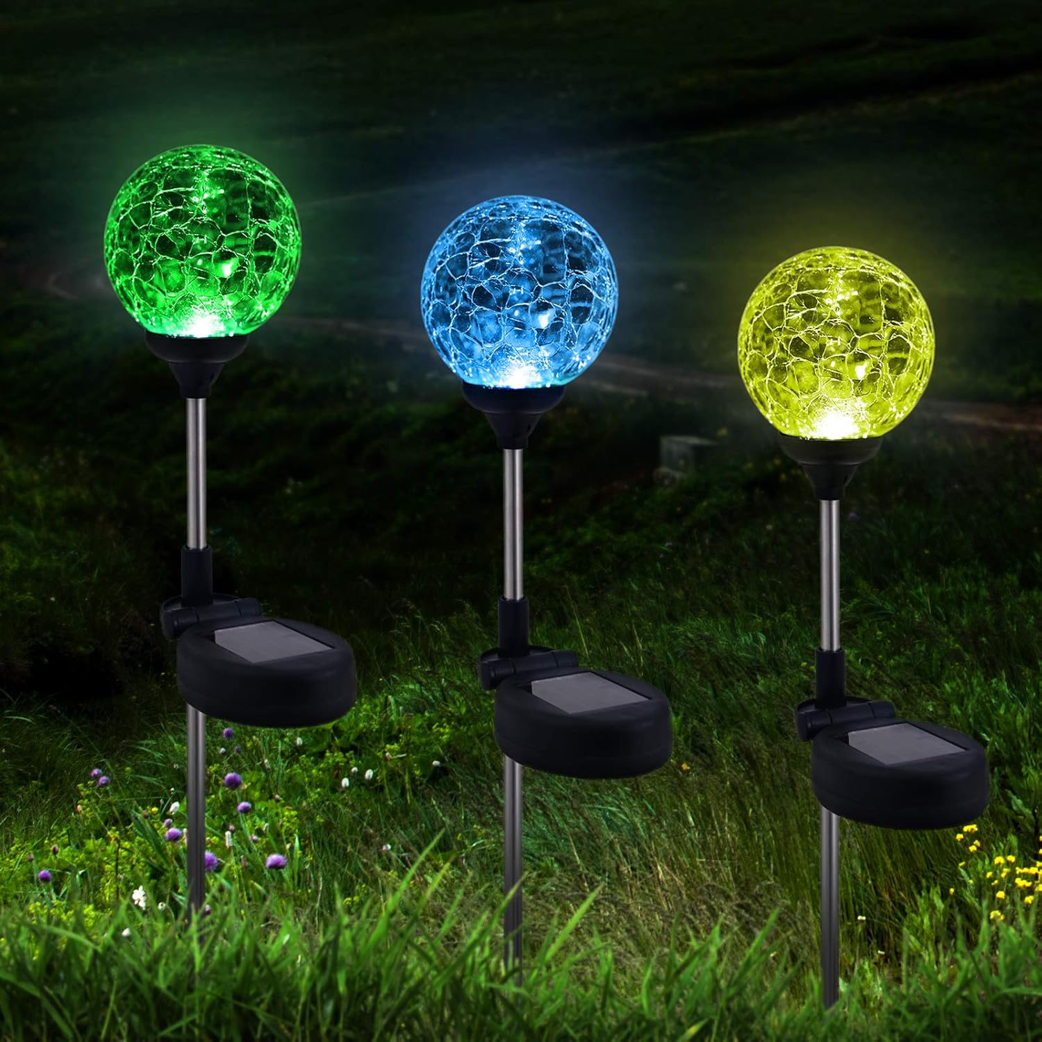6 Pack Decorative Solar Powered Outdoor Garden Stake Glass Ball Lights for Yard,Color Changing Solar Lawn Globe Lights Waterproof Decor for Christmas Decoration Gift for Mom Wife Friend - Image 6