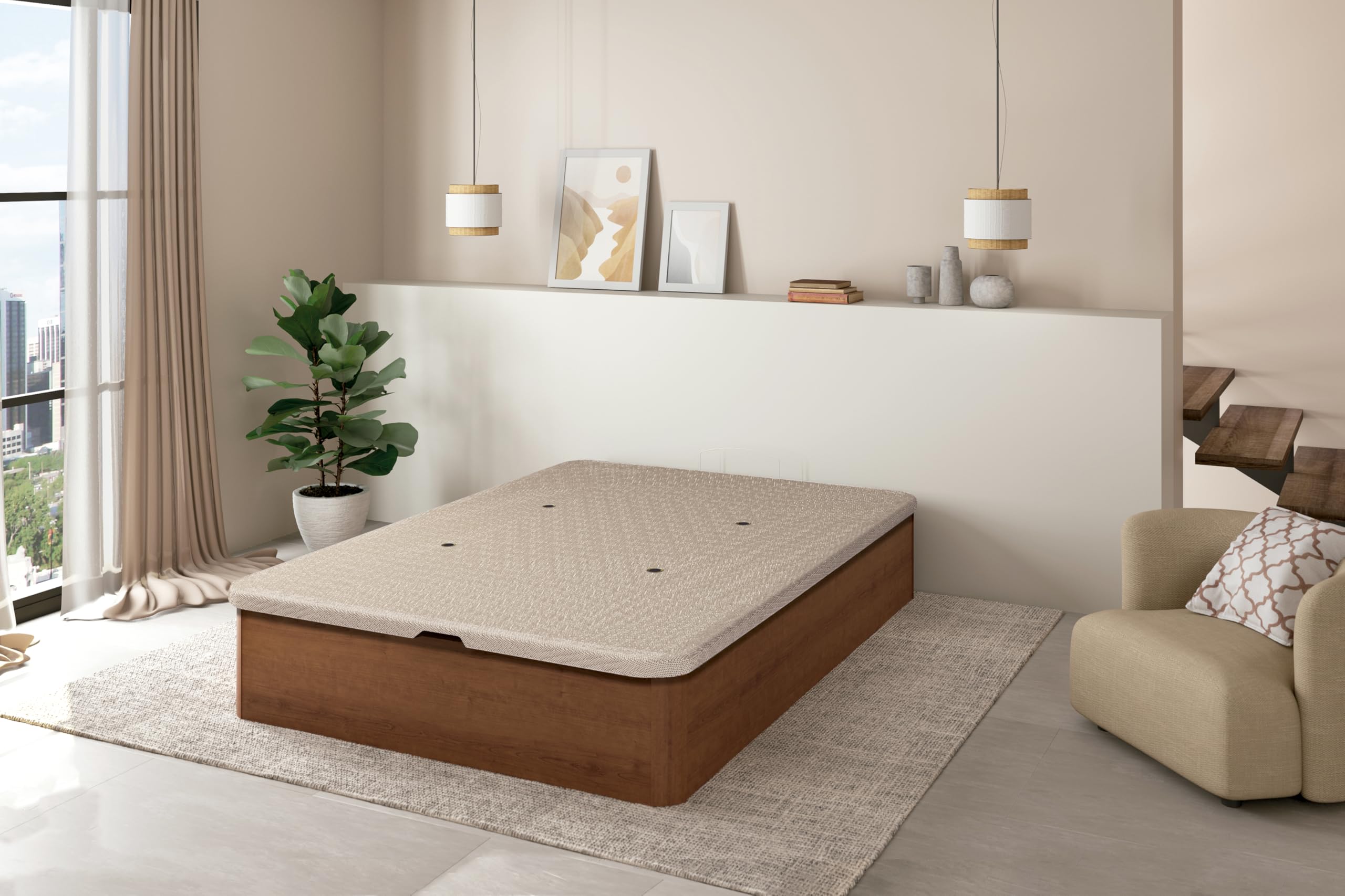 SHIITO | Modelo Paolo - Canapé con Tapa 3D y Acabado en Nogal | Elegancia y Funcionalidad | 105x190 cm