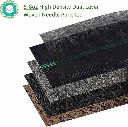 Miniatura 2 de Waenlir. Barrera contra maleza de uso rudo, de 5.8 onzas, tela de paisajismo, cubierta de bloqueo de malezas duradera de primera calidad, jardinería