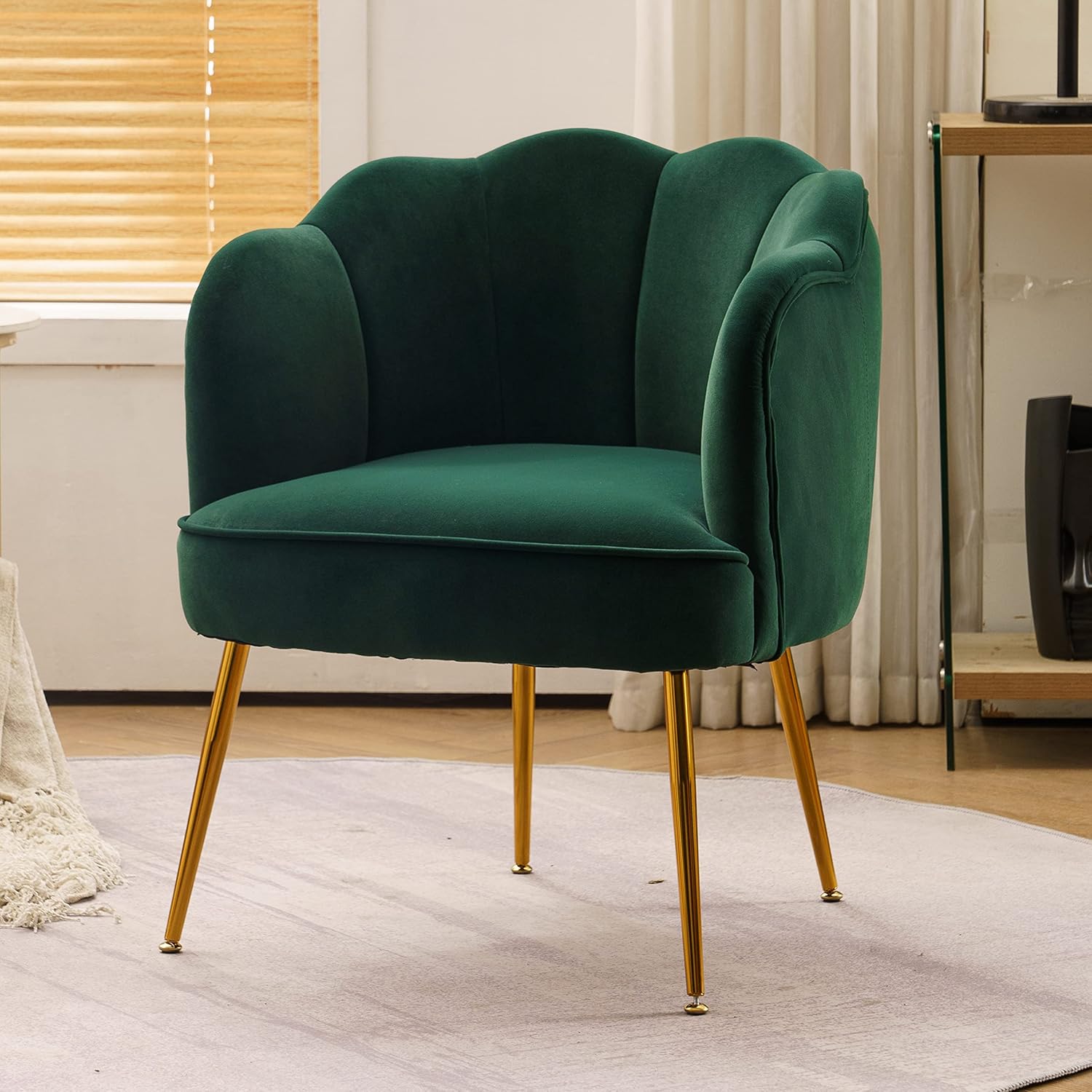 SSLine Modern Green Velvet Vanity Chair Elegant Upholstered