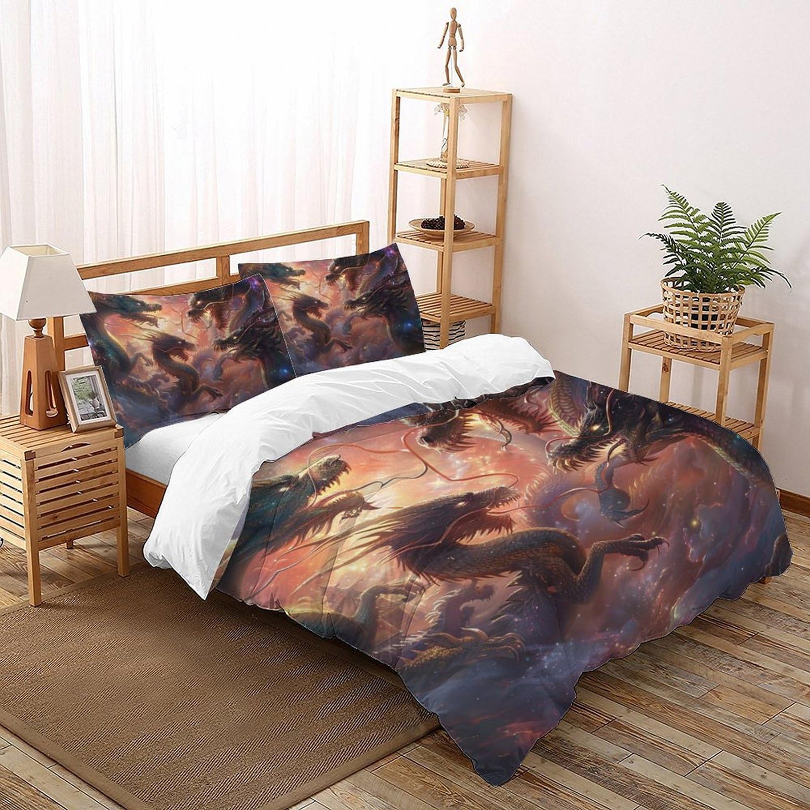 Housse de couette 3D dragon ensemble 3 pièces pour cadeau enfant lit double