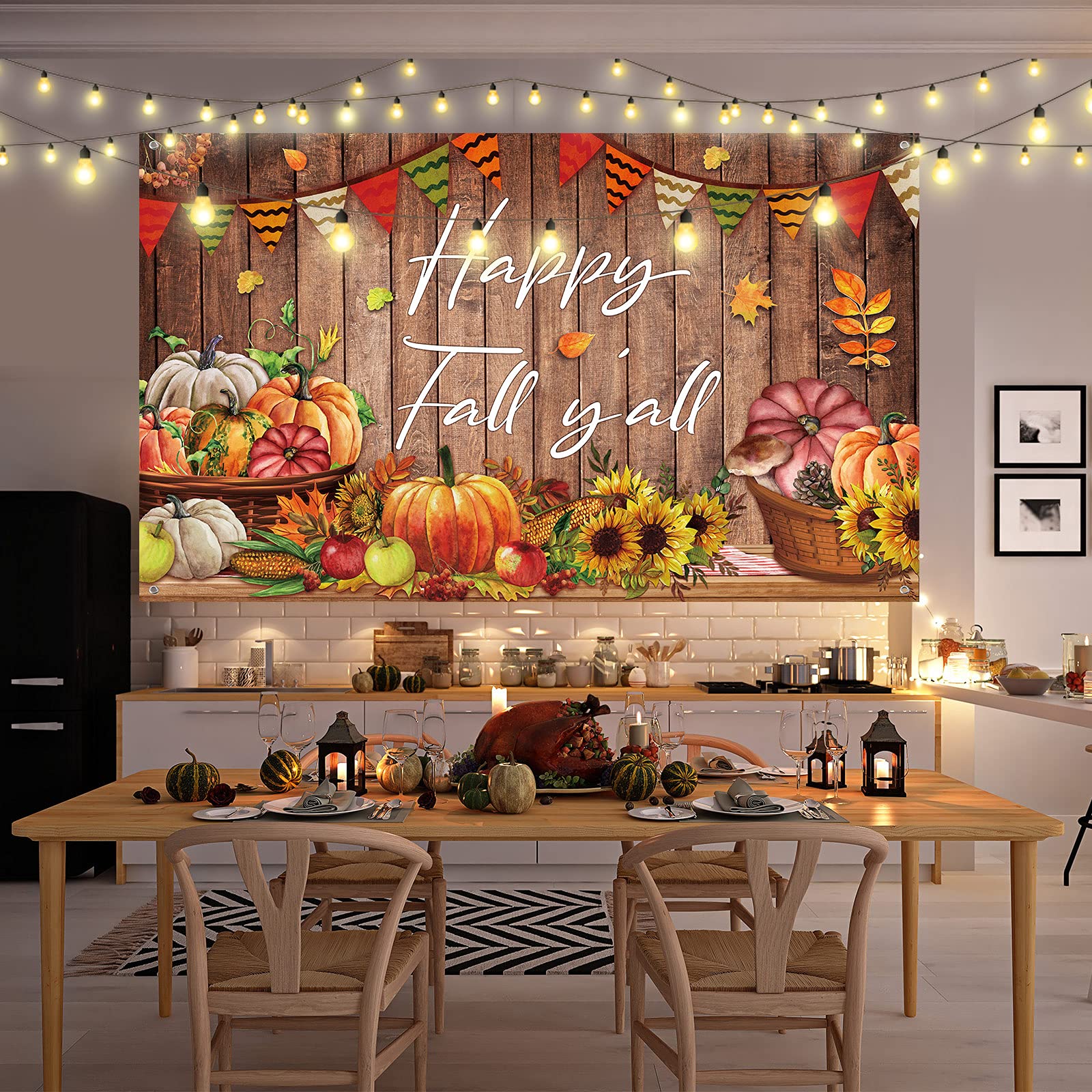 Herbst-Fotohintergrund – 3x2,5 M, Rustikales Holz & Kürbis-Design, Für Thanksgiving & Familienfotos