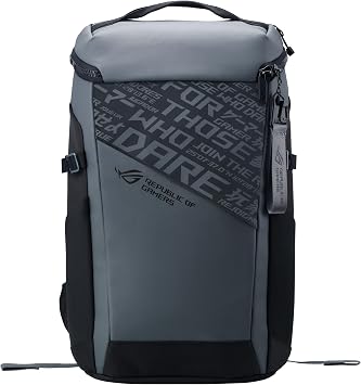 ASUS ROG Ranger BP2701 Cybertext Edition Laptop Backpack for Gaming Laptops up to 18 Inches 24 L Volume Water-Repellent Robust and Lightweight Cybertext Grey
