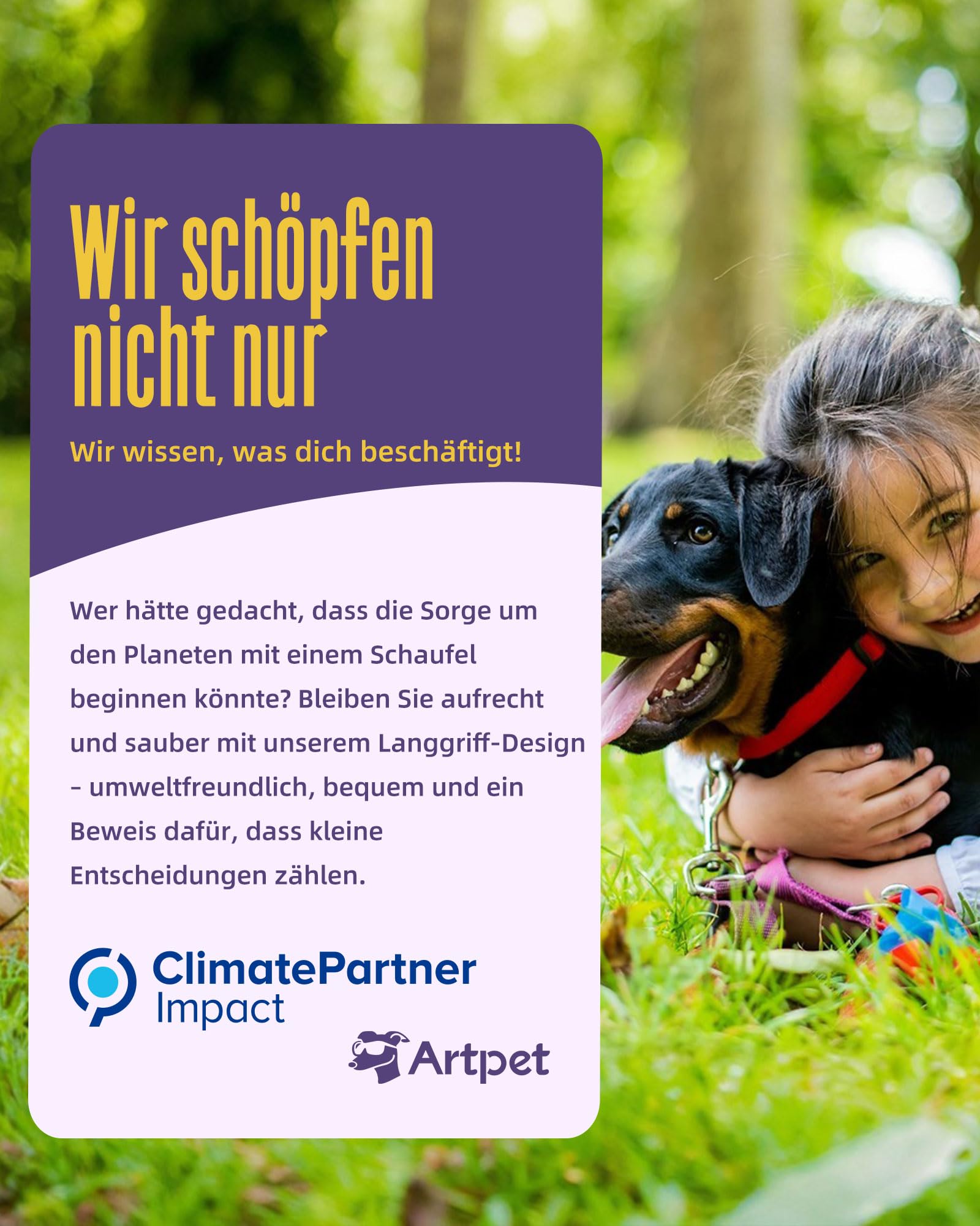 Hundekotsammler mit langem Griff – Faltbare Hundekotschaufel, Kein Bücken, Für Gras, Erde, Sand & Kies, Einfach zu Reinigen