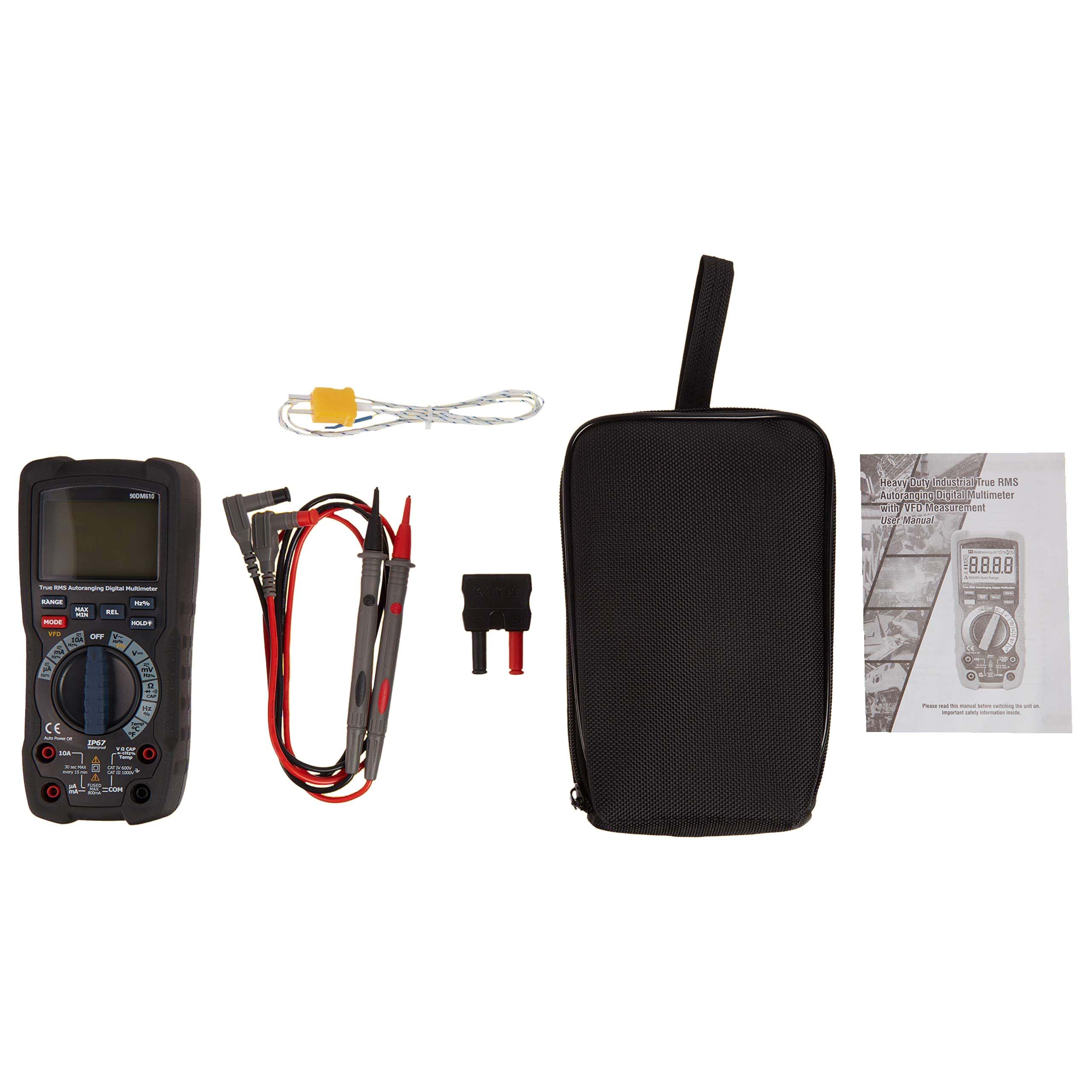 Amazon Basics Multimetro digitale, 6000 conteggi, IP67, True RMS, CAT IV 600 V, Nero