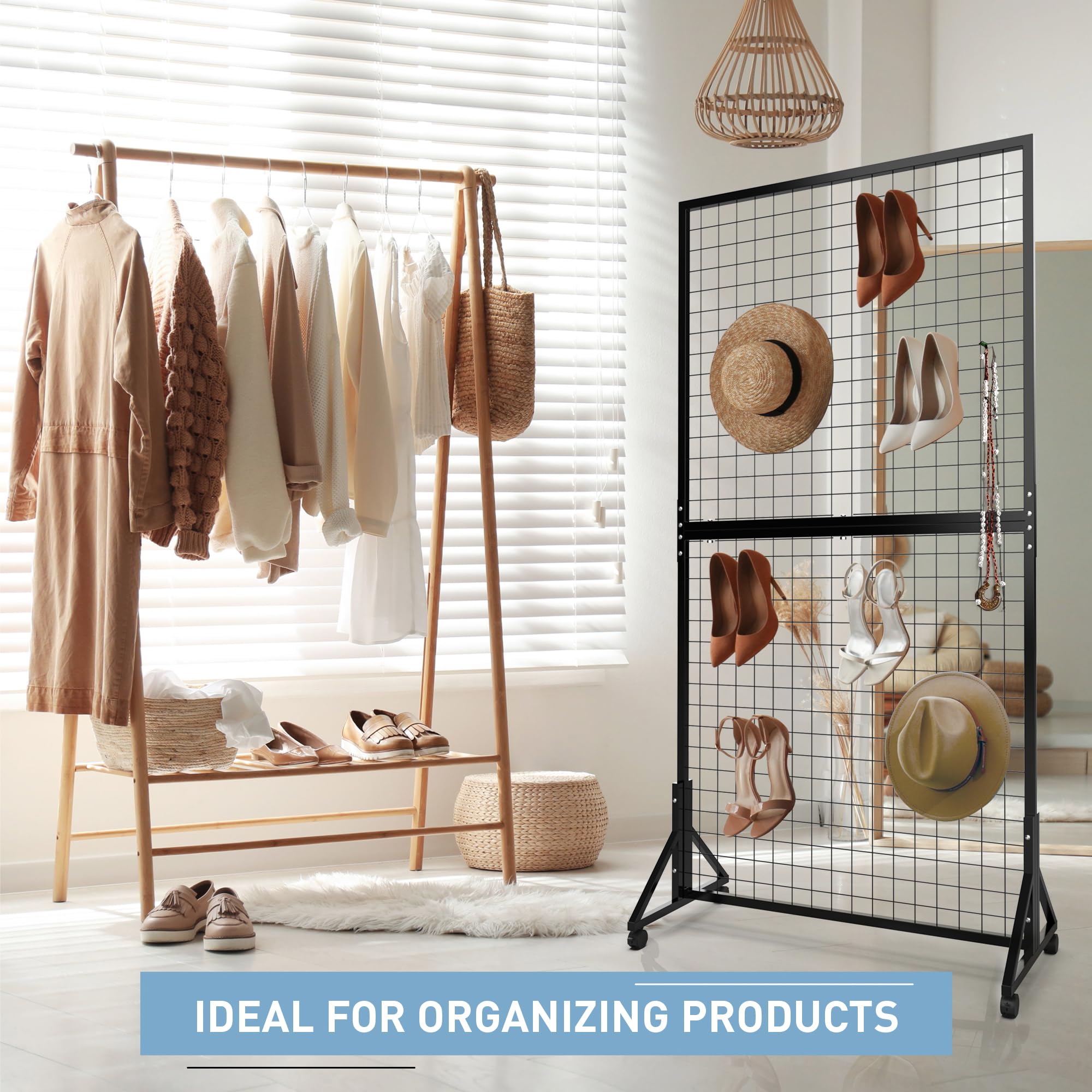 Grid Wall Panels 3 x 6, Grid Wall with Wheels, Retail Display