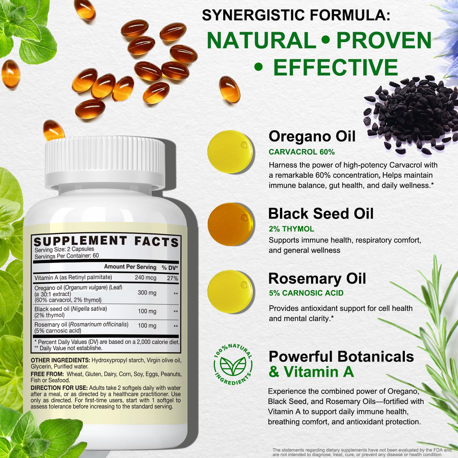 Oil of Oregano Vegan Softgels, Oregano Oil with Black Seed Oil, 120 Ct — Amazon image 3
