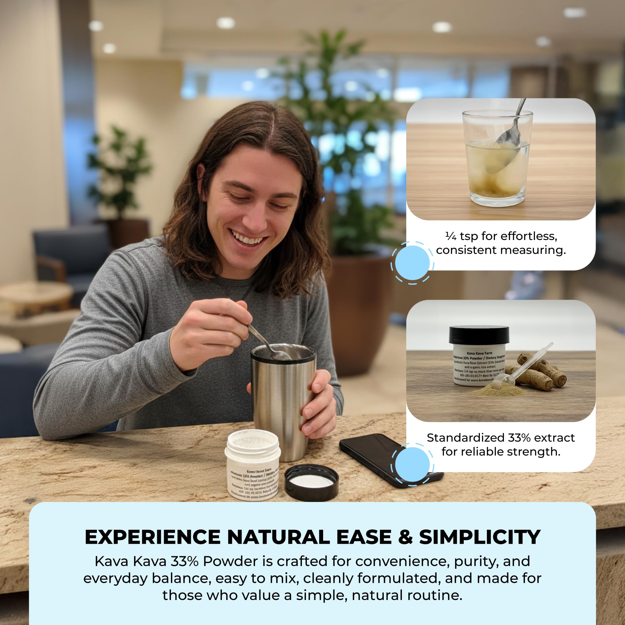 33% Kavalactone Extract Powder (0.5 oz) - Ultra-Potent Noble Kava Root - Supercritical CO2 Cold Extraction - Fast-Acting Liquid-Free Formula - Vegan, Non-GMO & Easy to Mix — Amazon image 4