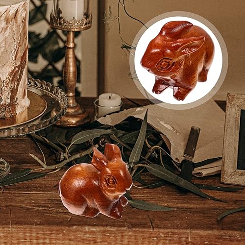 Miniatura 9 de Milisten Figuras del zodiaco chino de conejo figuras de conejo en miniatura de madera estatua de conejo Feng Shui micro adornos de paisaje para