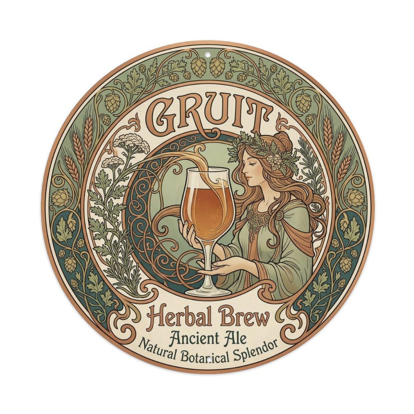 Gruit Ale Craft Brew Heritage Old World Malt Roast Metal Tin Sign