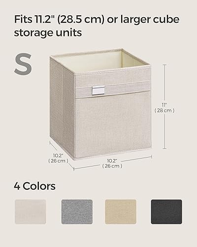 Miniatura 10 de SONGMICS Cubos de almacenamiento, juego de 4 cubos de almacenamiento, 11.8 x 11.8 x 11.8 pulgadas, 2 asas, tela Oxford y tela de aspecto de lino,