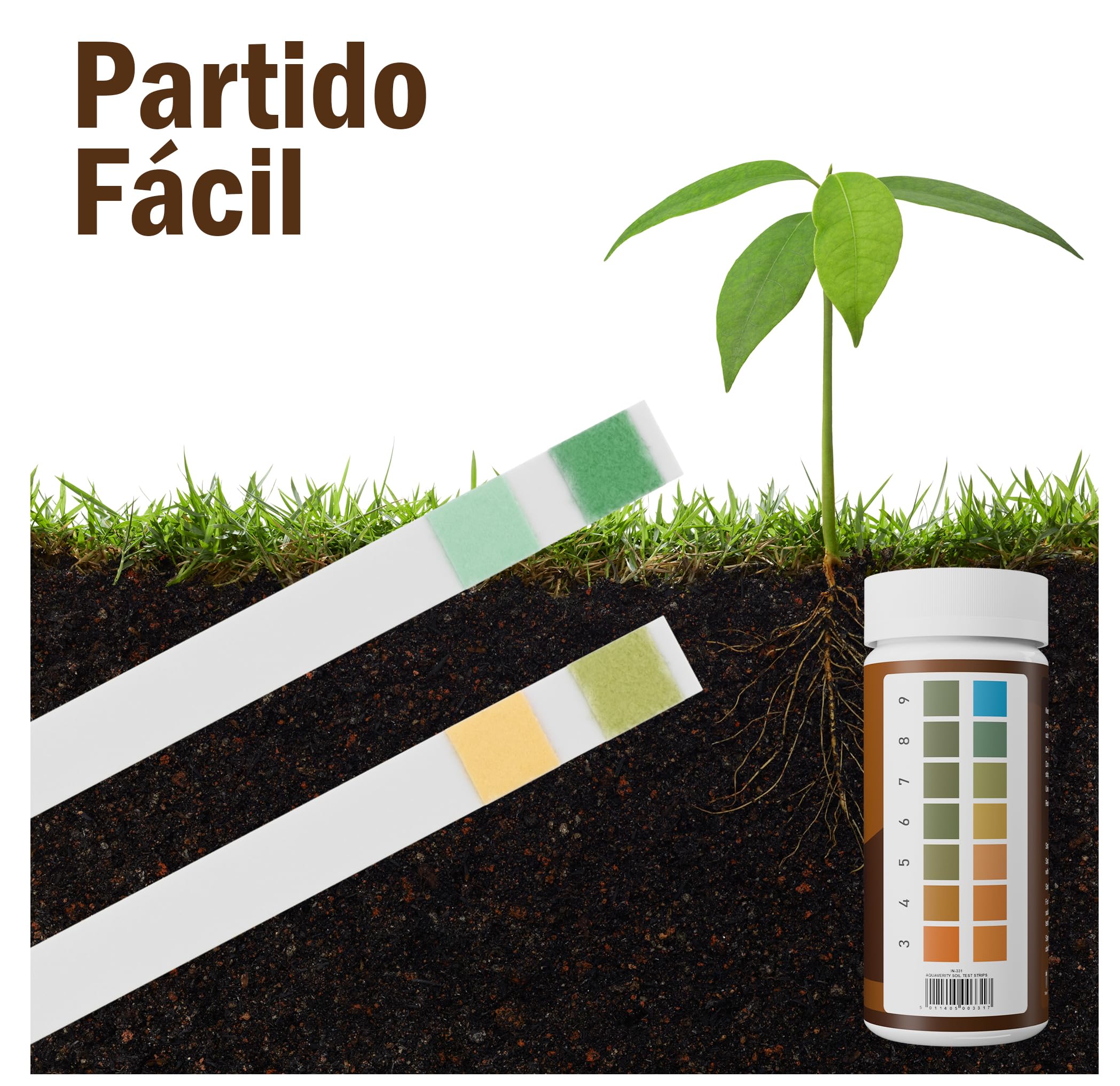 Kit de prueba de suelo: 100 tiras de prueba de pH del suelo (rango 3-9) pruebas de pH rápidas y precisas para jardín, césped y plantas | Tiras probadoras de pH fáciles de