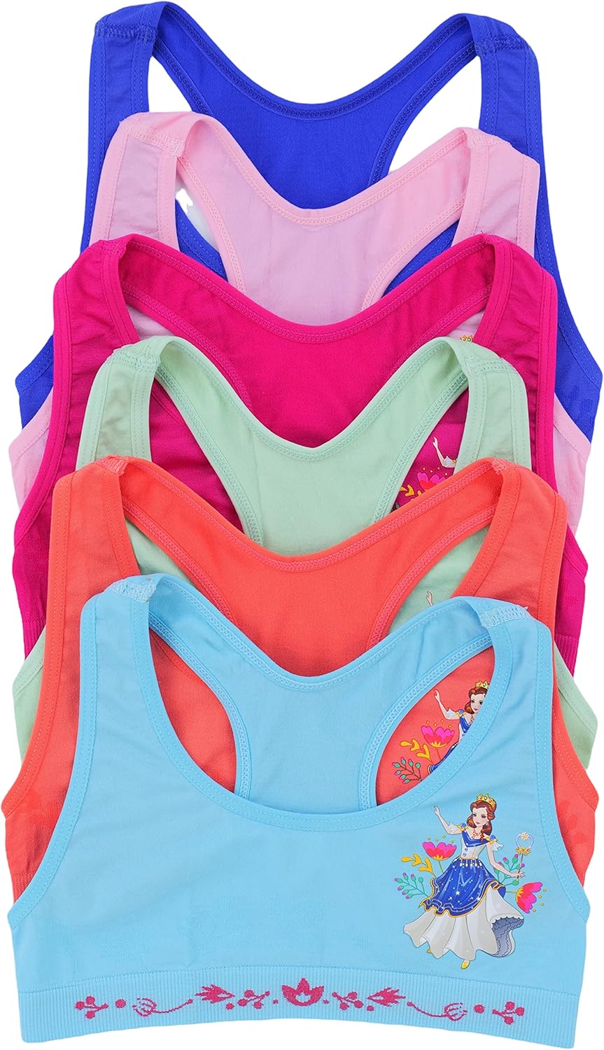 ToBeInStyle Girl’s Pack of 6 Fun Print Training Bras Top Wire-Free Non-Padded - Image 5