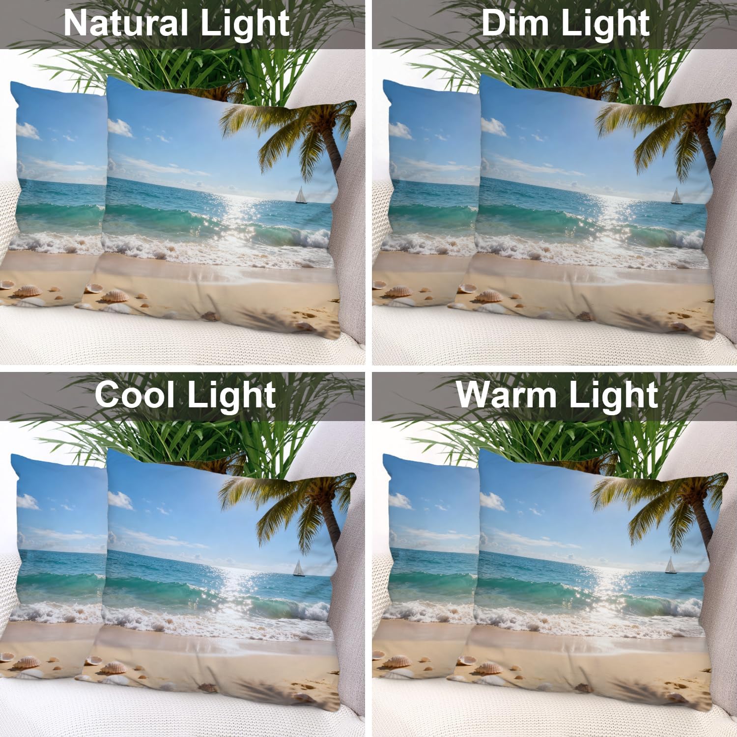 Batmerry Seaside Holiday Scenery Throw Pillow Covers,Amazing Beach in KOH Samui Decorative Pillow Covers Digital Printing Blended Fabric for Couch Sofa Bed Invisible Zipper 22X22 in