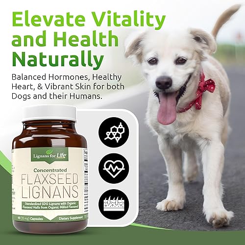 Miniatura 10 de Lignans for Life Lignanos de linaza para perros y personas, 15 mg - 90 cápsulas - Apoyo hormonal natural