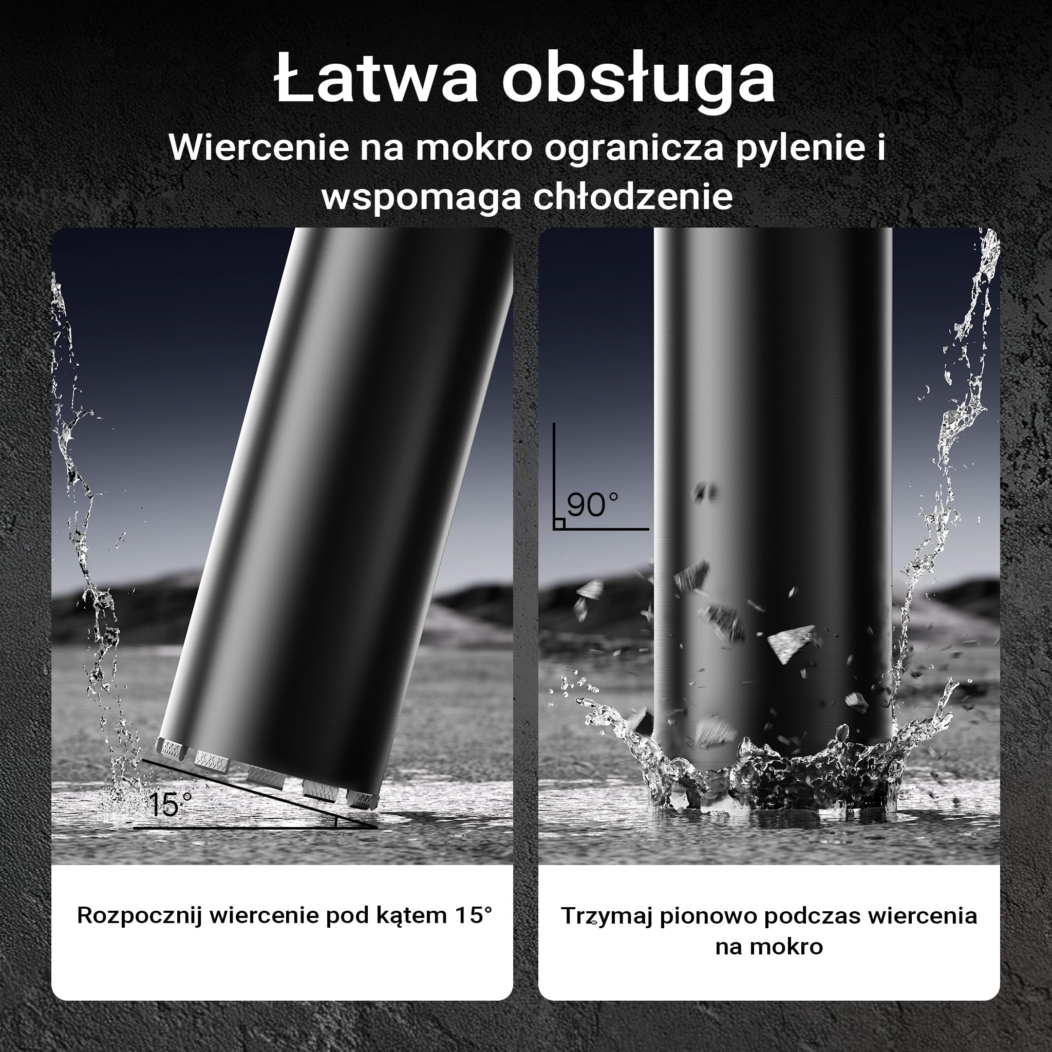 Wiltec Wiertło diamentowe koronowe typu Mesh Ø 152 mm o długości 450 mm, 1¼ UNC, do wiercenia w betonie, kafelkach, kamienia i granitu