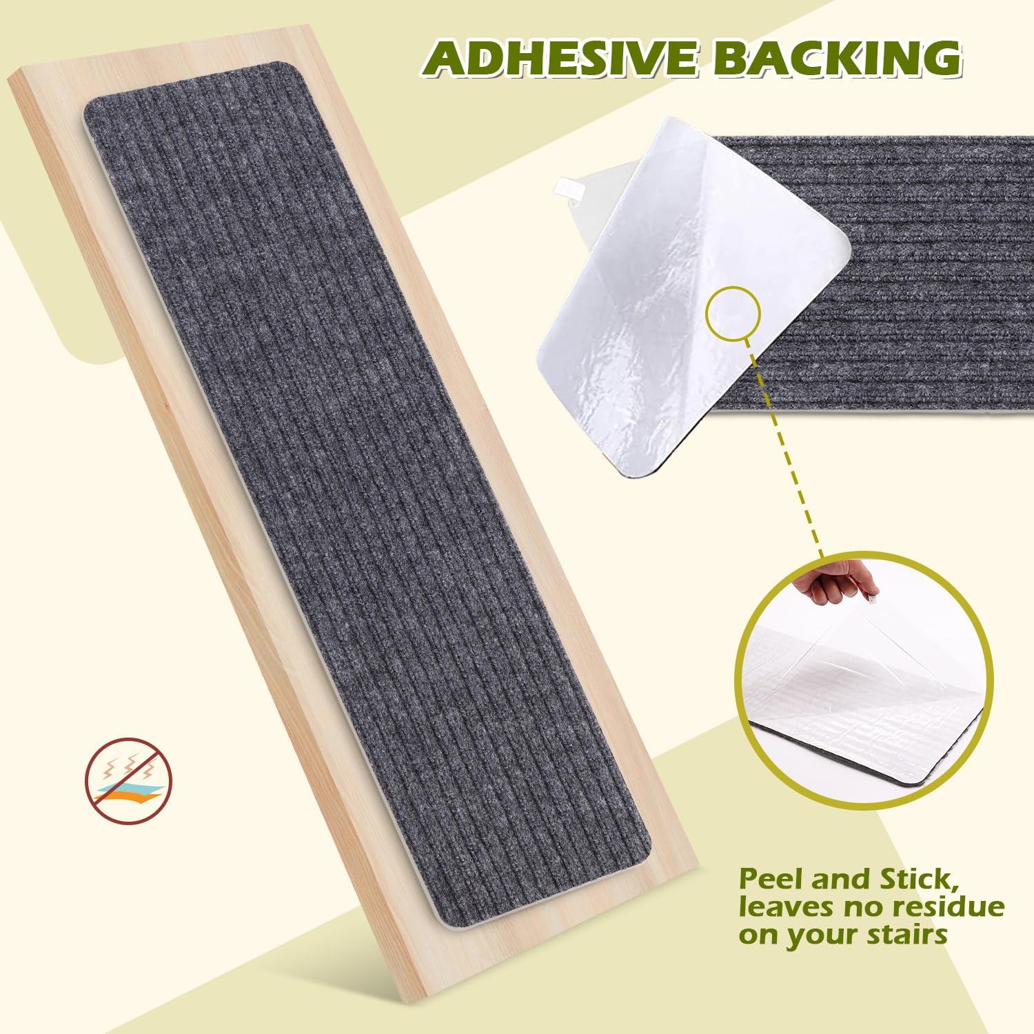 Stair Treads Non-Slip 16 Pack 8"x30" - Carpet Stair Runner for Indoor Wooden Steps with TPE Backing & Anti-Skid Surface, Reusable Adhesive Safety Rug for Kids/Elder/Pet-Friendly - Grey