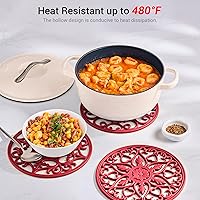 Vista 3 de SMARTAKE Juego de 6 salvamanteles de silicona, salvamanteles tallados multiusos, tapetes de cocina aislados, antideslizantes y duraderos, tapete