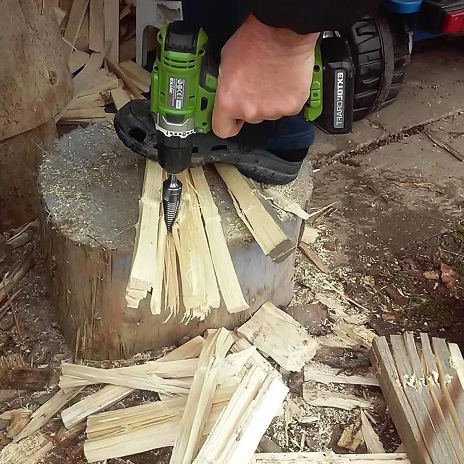 Foret de Fendage de Bois 31mm+41mm, Foret Fendeur de Bois avec 4 Poignées de Forage, Cône à Vis pour Fendeuse de Bûches