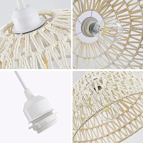 Miniatura 5 de Lámpara colgante bohemia, rústica industrial de granja, lámpara de techo colgante de jaula de cuerda de cáñamo tejida para cocina, isla, comedor,