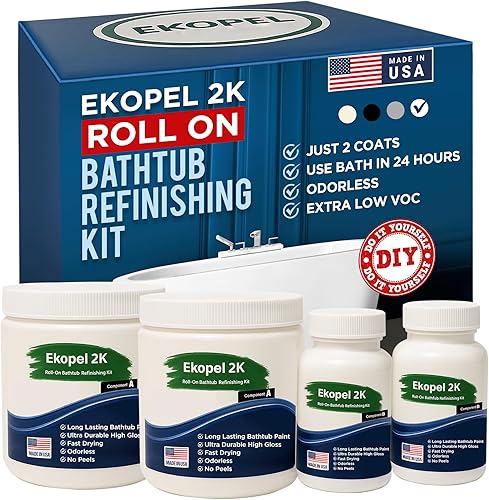 Ekopel - Kit de acabado enrollable para bañera, fabricado en los Estados Unidos, para reglear azulejos y tinas inodoros, 20 veces más grueso que
