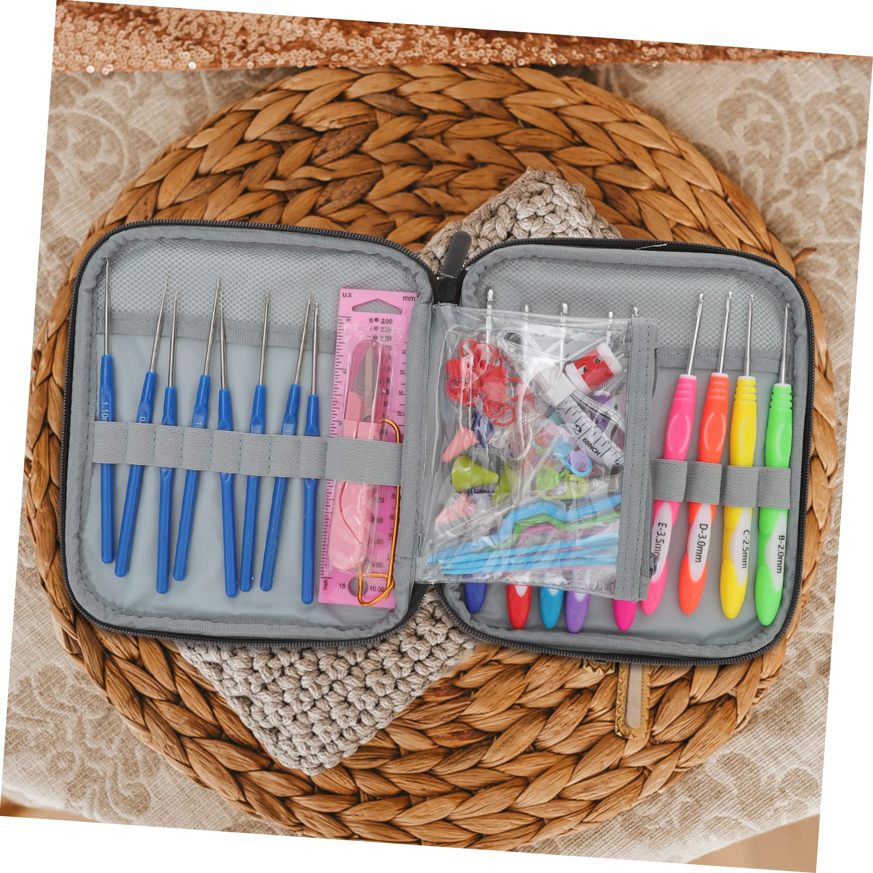 5 Juegos de Hilos de Tejido Kit de Ganchillo for Niños Kit de Ganchillo for Niños Kit de Agujas de Tejer Tamaños de Agujas de Ganchillo Kit de Tejer Mango Agujas de Tejer Marcadores de Tejer Herramien