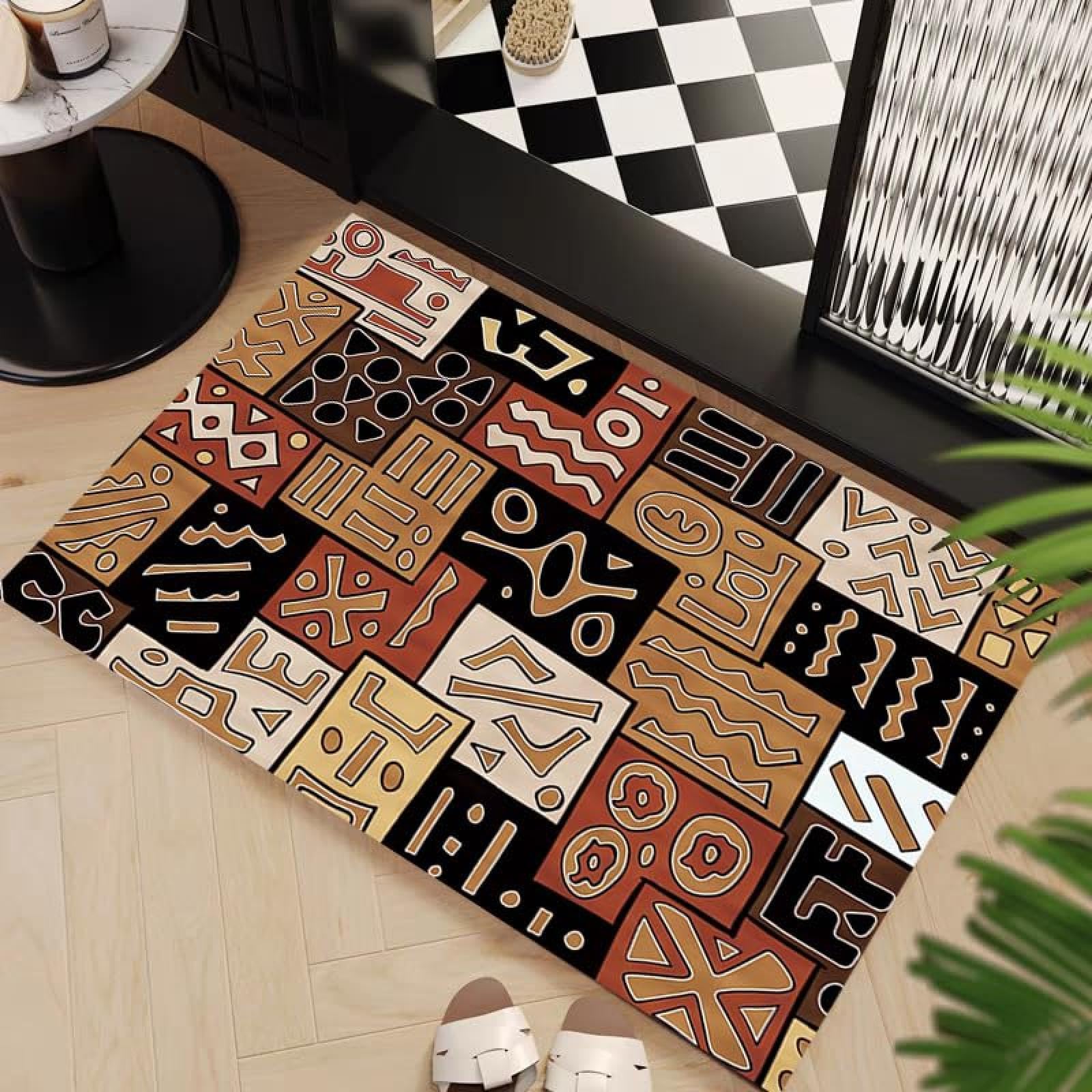 Tapis Salon à Poil Court 120x150cm Tapis Traditionnel Rétro Africains Motif Paillasson Intérieur pour Chambre, Salle à Manger, Cuisine, d'enfant Ado et Adulte Chambre, Tapis de Couloir
