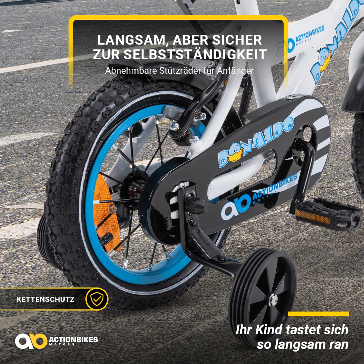 Actionbikes Kinderfahrrad | 12 16 20 Zoll - V-Brake Bremsen - Fahrrad für Kinder von 2-9 Jahren - Schutzblech v. / h - Kinder Fahrrad für Mädchen & Jungen - Fahrräder - Bicycle - Kinderrad - Bike