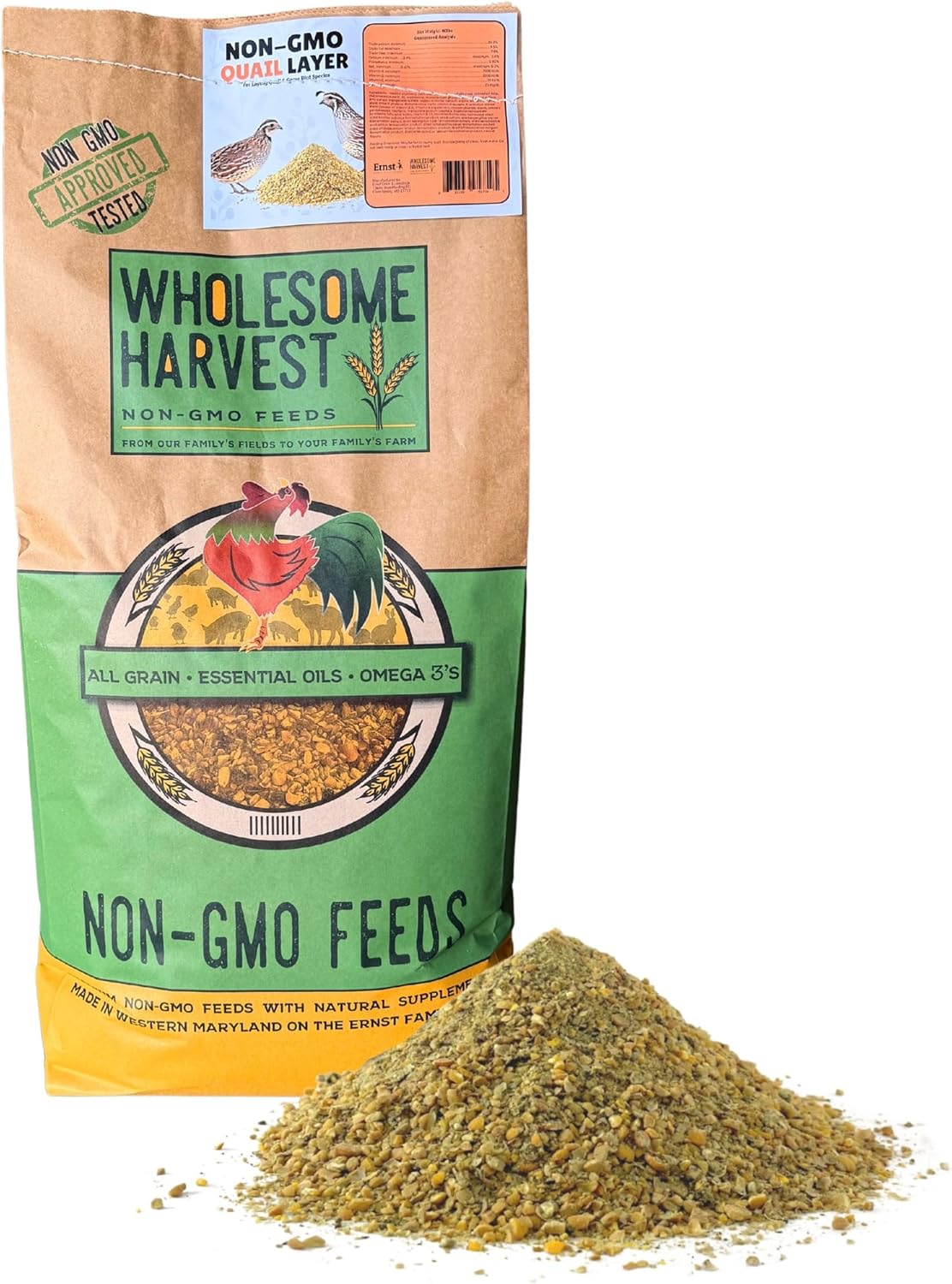 Non-GMO Quail Starter Grower Feed, Button Food 10lbs