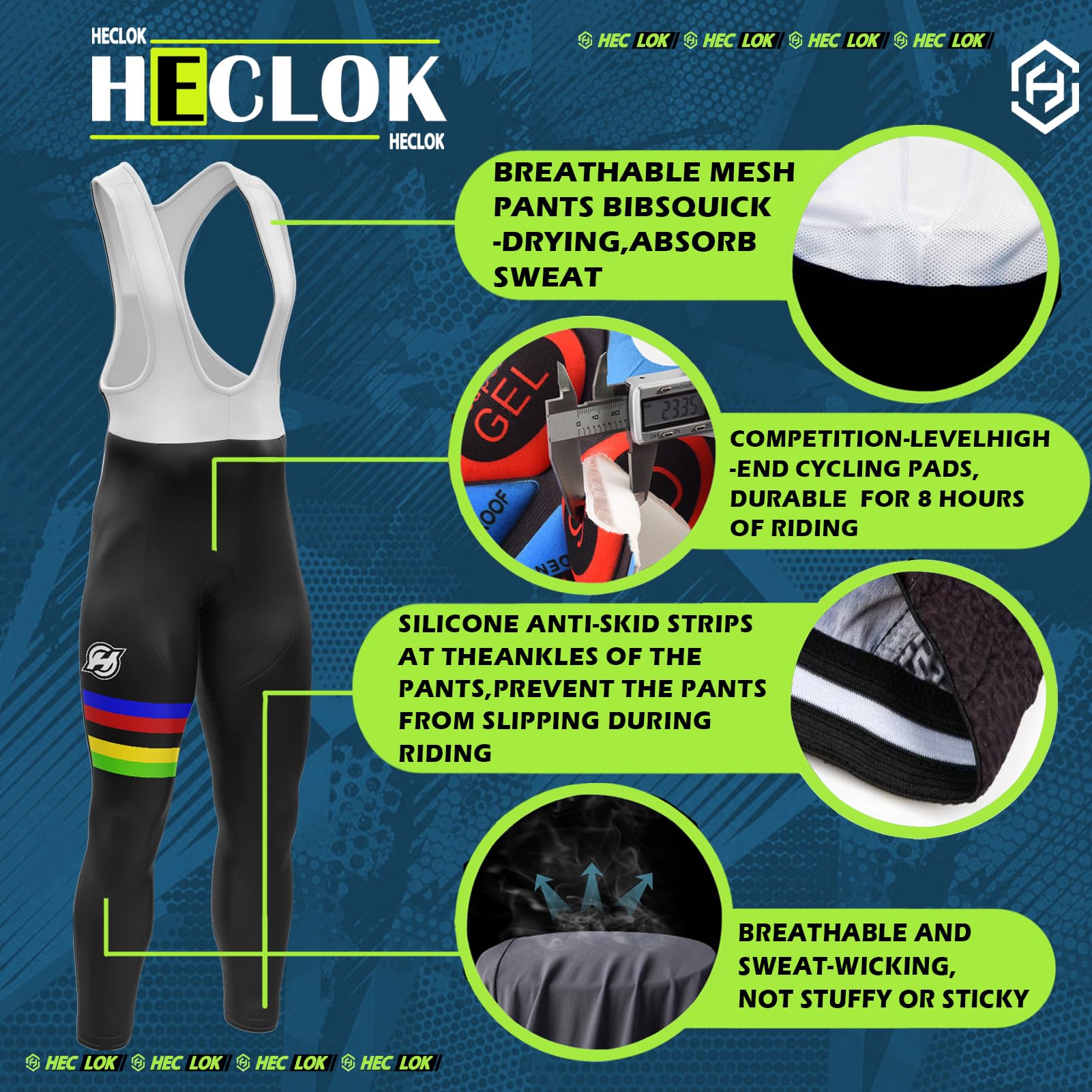 Abbigliamento Ciclismo Uomo Invernale Tuta da Ciclista Manica Lunga Completo, Antivento e Caldo, MTB Bici, 9D Gel Pantaloni Lunghi con Pettorina Set di Abbigliamento Ciclista