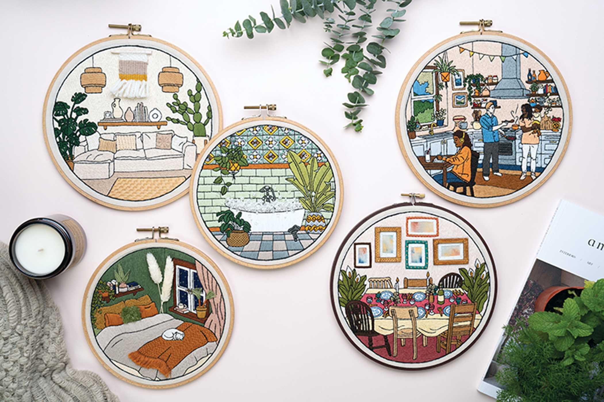 Embroidered Interiors: Stitch 11 Charming Spaces; Skill-Building Techniques