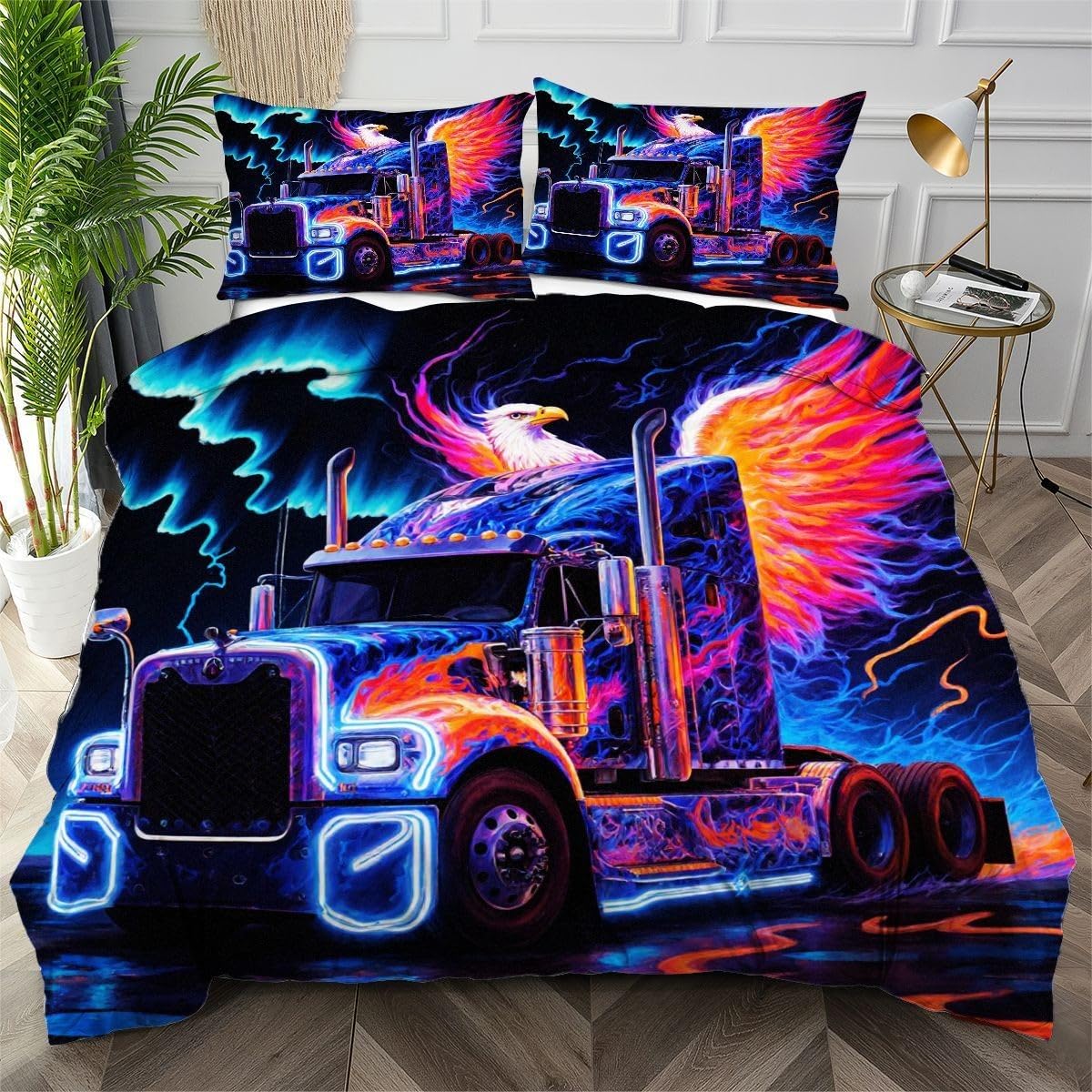 Parure de Lit 220x240 Voiture Colorée pour Ambiance Chambre Studio
