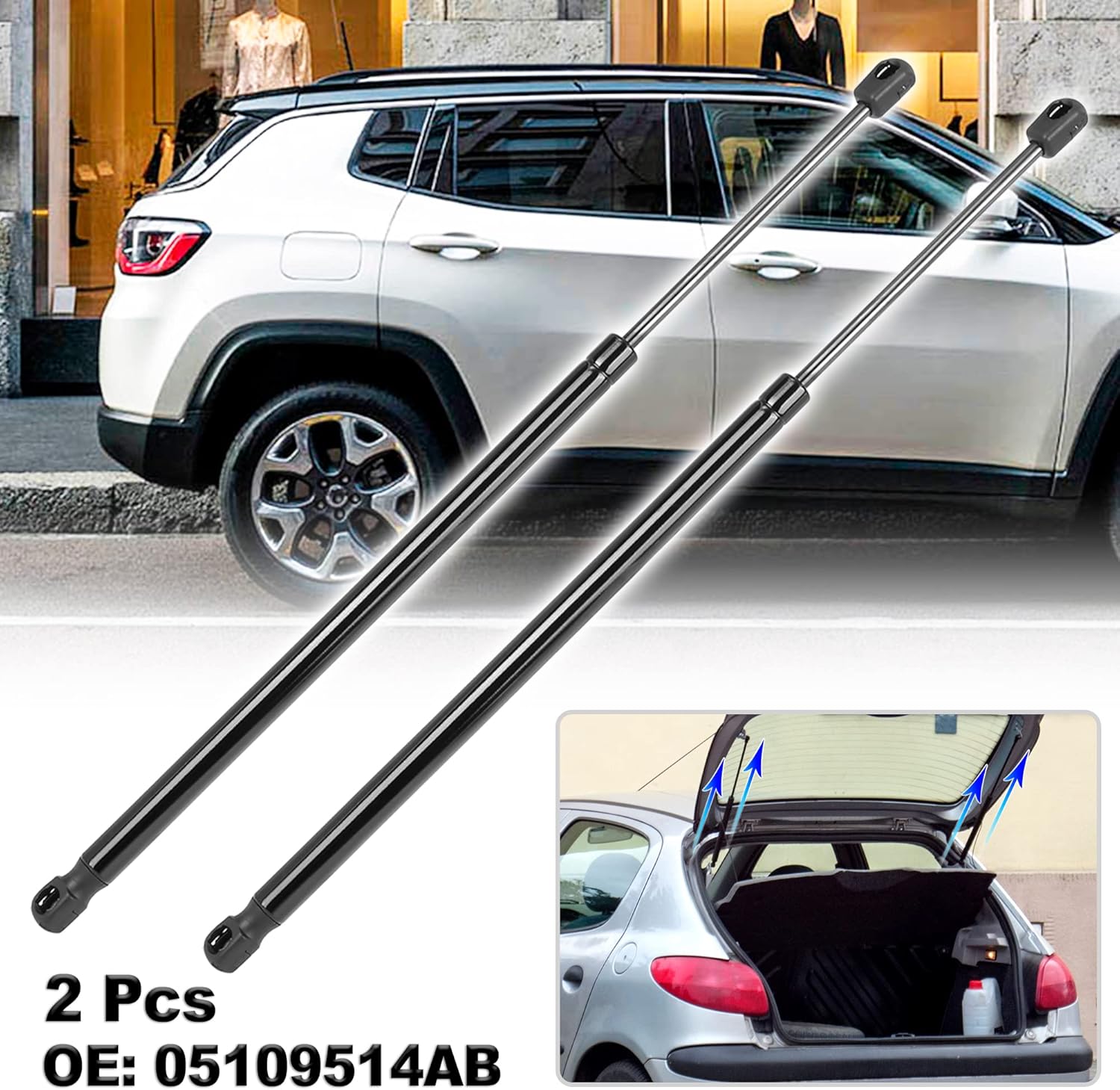 X AUTOHAUX 2pcs Rear Truck Lift Supports Struts Shocks Gas Spring 05109514AB for Jeep Compass 2007-2016