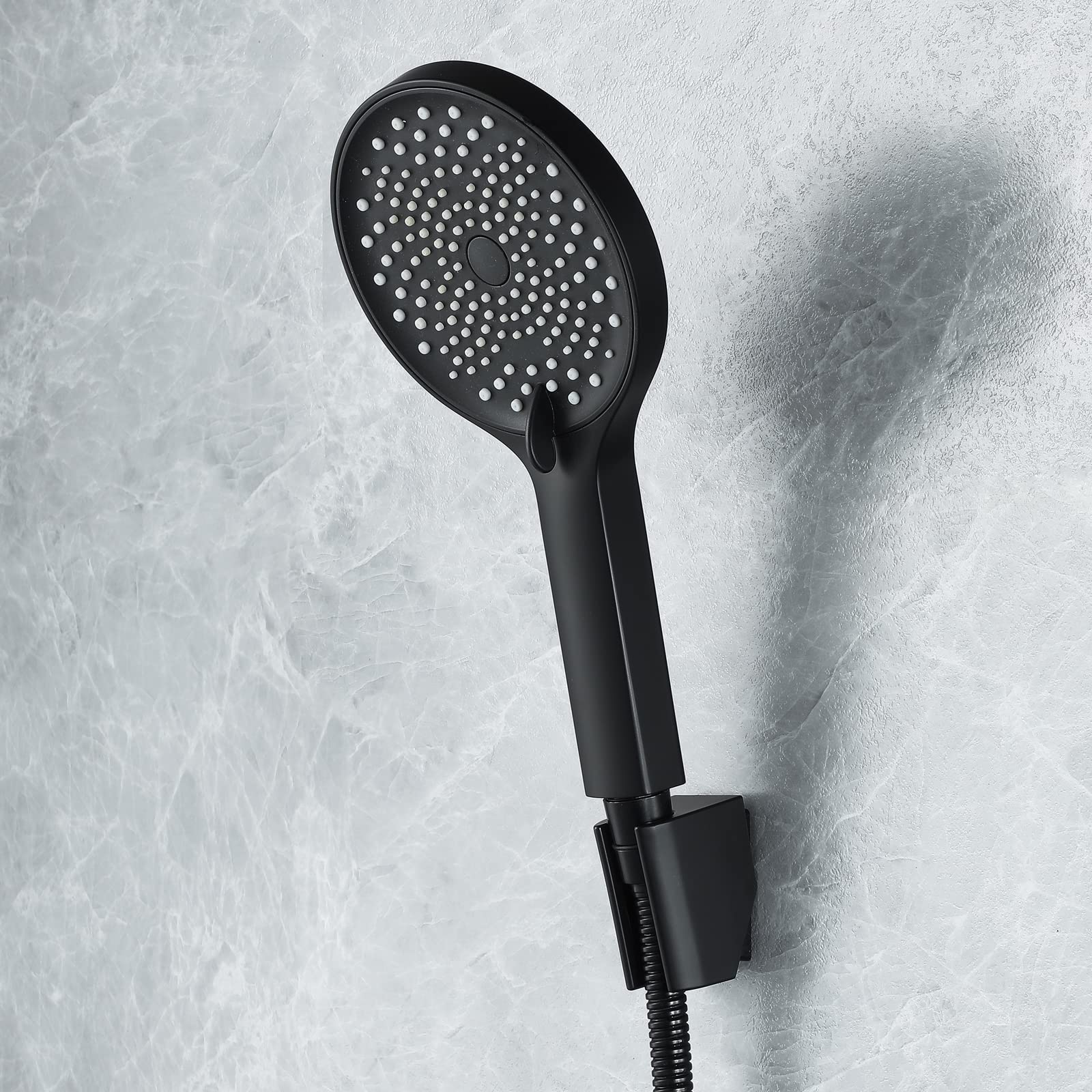 Soffioni Doccia Palmari, Soffione Doccia Ad Alta Pressione A 3 Posizioni con Tubo Flessibile in Acciaio Inossidabile da 59 Pollici, Soffione Doccia Rimovibile in ABS con Staffa,Nero