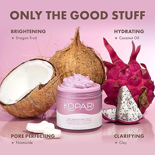 Miniatura 4 de Máscara corporal de soufflé rosa con niacinamida, arcilla de caolín, fruta del dragón y aceite de coco, ideal para piel seca, aclara, reduce la