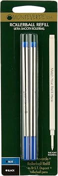 Monteverde USA Rollerball Refills to Fit S.T. Dupont Rollerball Pens, Fine Point, Blue, 2-Pack, Vibrant Ink for Professionals
