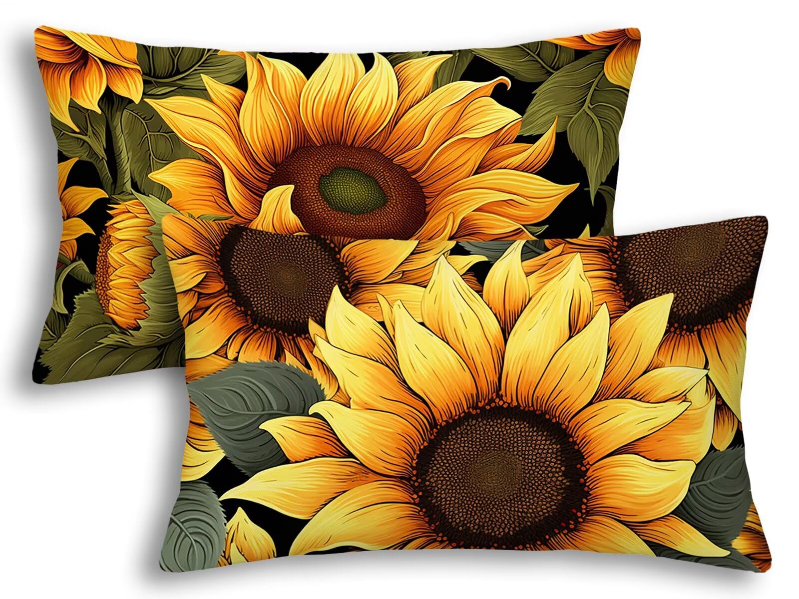 Fundas cojines exterior impermeable 40x60 girasol decorativos lino juego de 2 cojines para patio