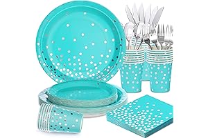175PCS Teal Party Decorations | Teal Plates and Napkins Party Supplies for 25