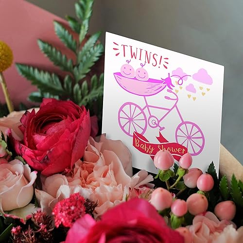 Miniatura 3 de Tarjeta de felicitación - Gemelos. Niñas. Baby Shower. Anuncio. Linda imagen. - Niños