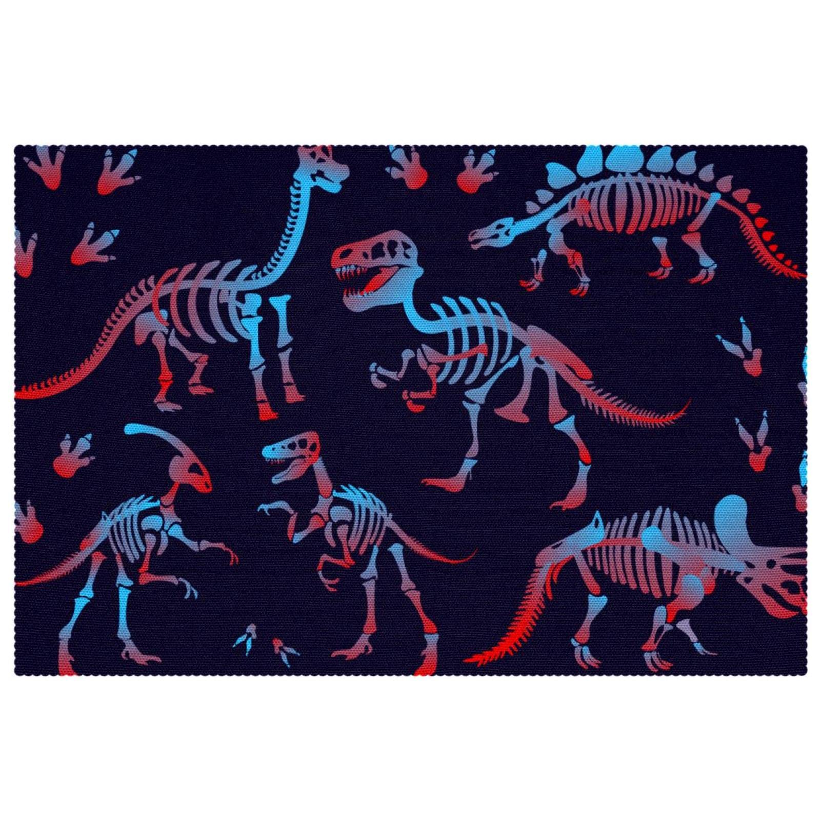 Set de table squelette de dinosaure lavable pour repas de famille et fêtes d'enfants