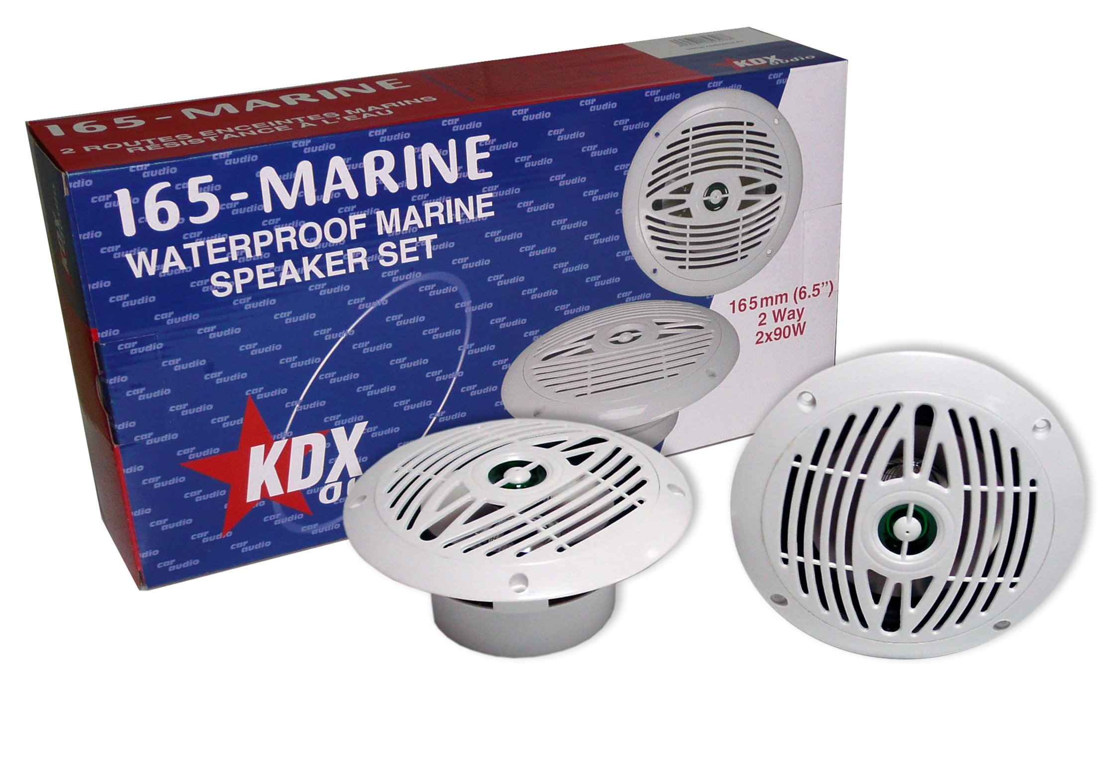 Juego de altavoces marinos KDX-Audio MARINE-165 de 6,5", 165mm, ideal para embarcaciones y sitios húmedos. Color blanco