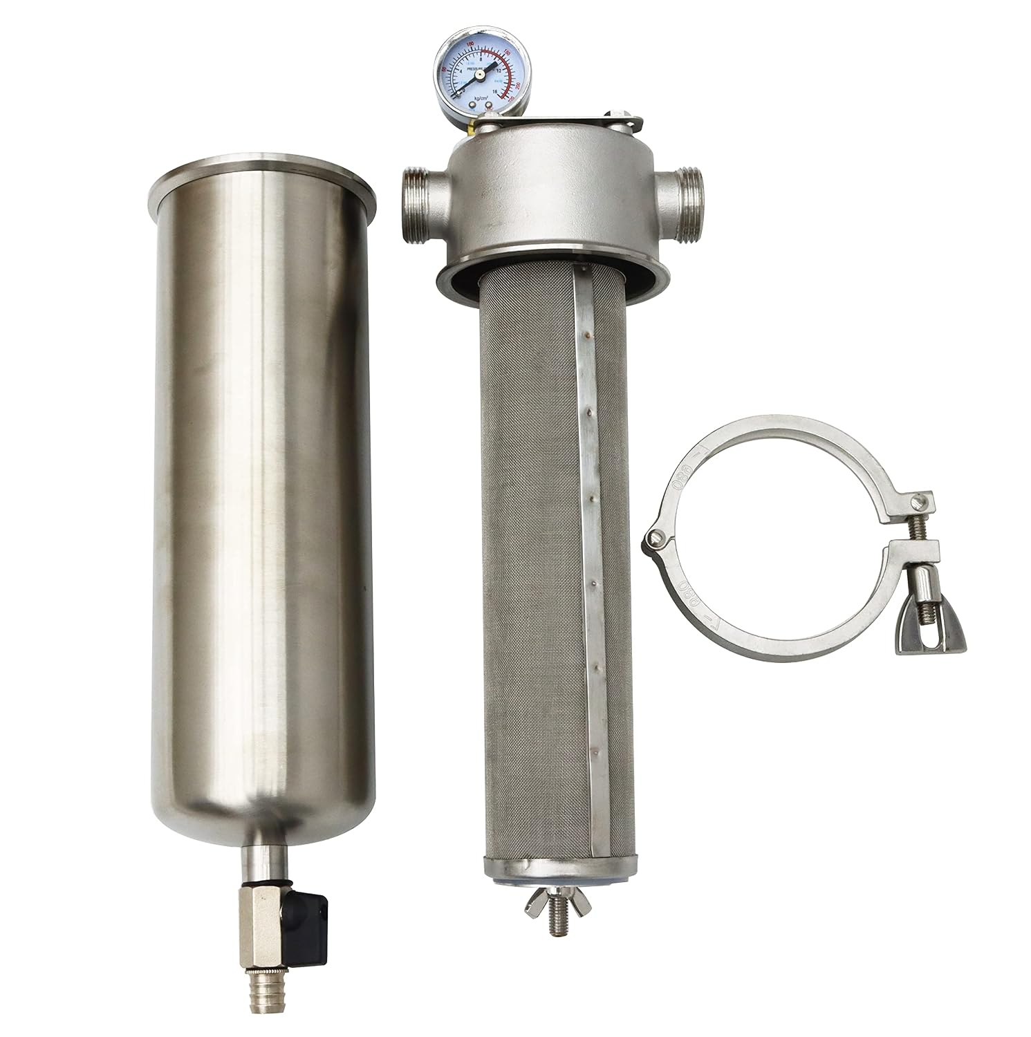 TECHTONGDA Whole House Sediment Water Filter Strainer Reusable 304 Stainless Steel with 40μm Filter Screen 8000L/H