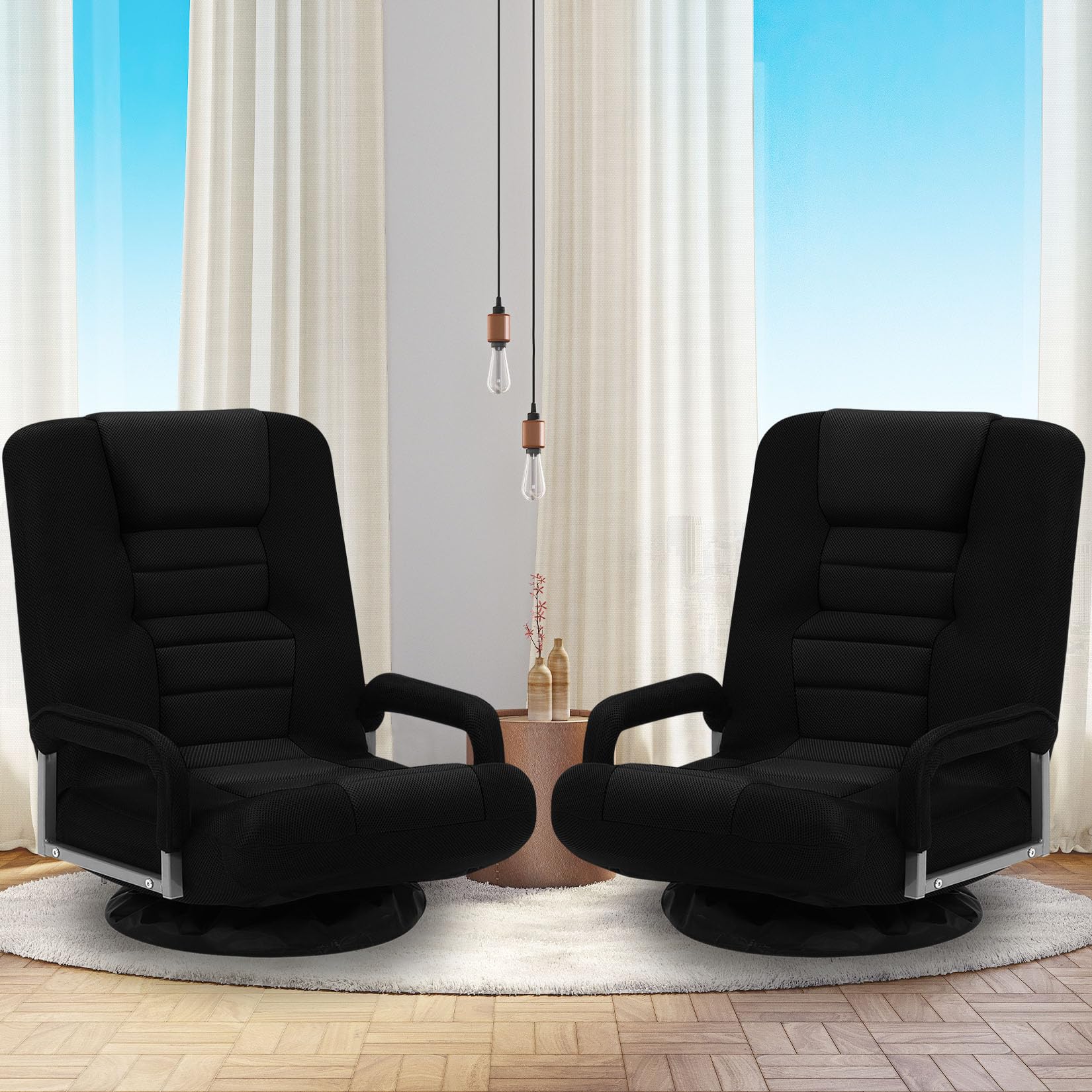 ACIPENSER Swivel Gaming Chair Multipurpose 2PACK Floor Gaming Chair for Playing Video Games, TV, Reading w/Armrest Lumbar Support & 6 Adjustable