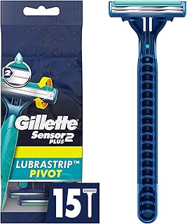 Gillette Sensor2 Plus Pivoting Head Men’s Disposable Razors, 15 Count