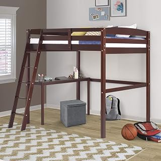 Camaflexi High Bed with Desk Loft, Full, Brown