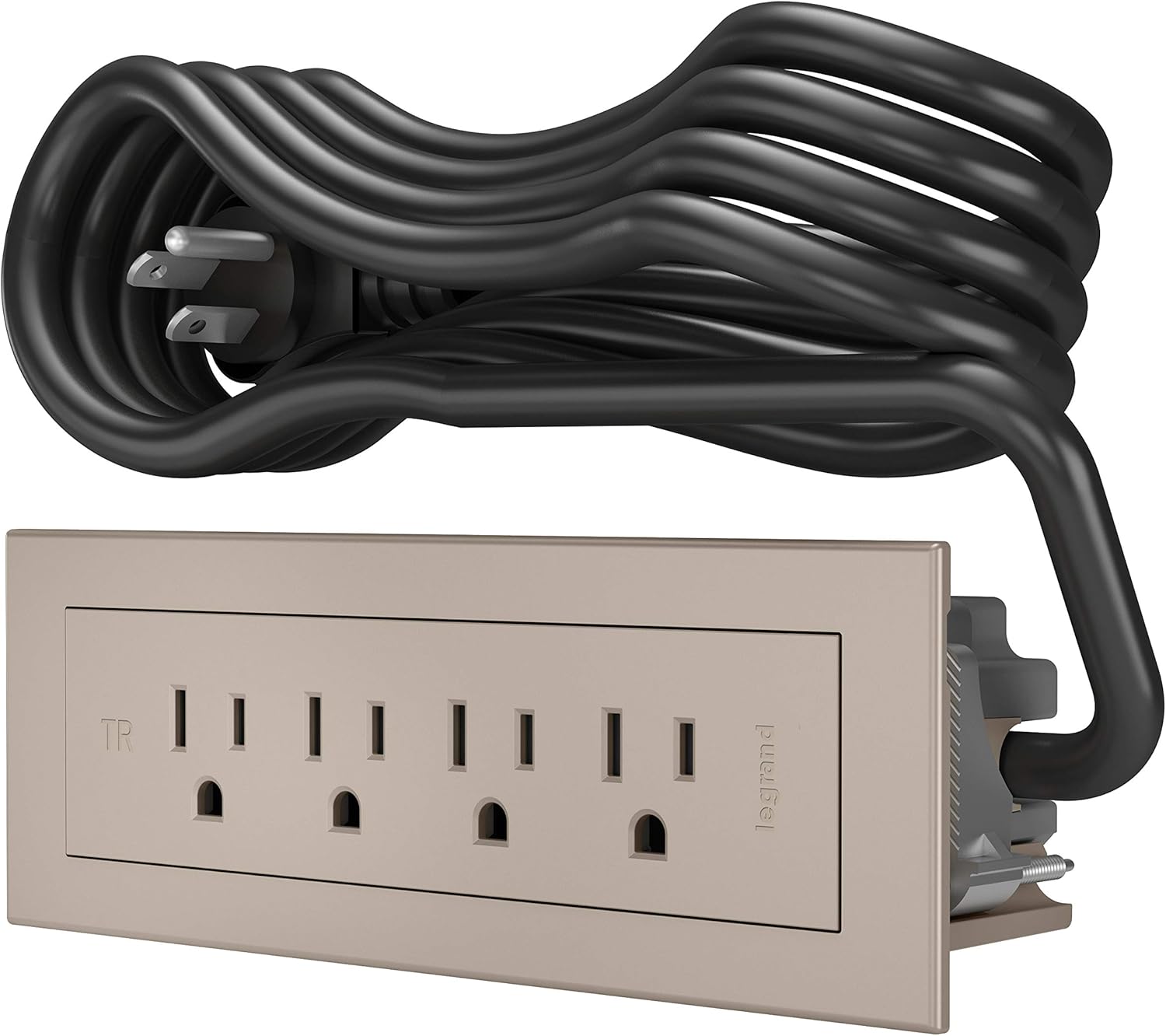 Legrand Wiremold RD4RNI radiant Furniture Power Center, Recessed Power Strip, 4 Outlets, 6 Foot Cord, Nickel