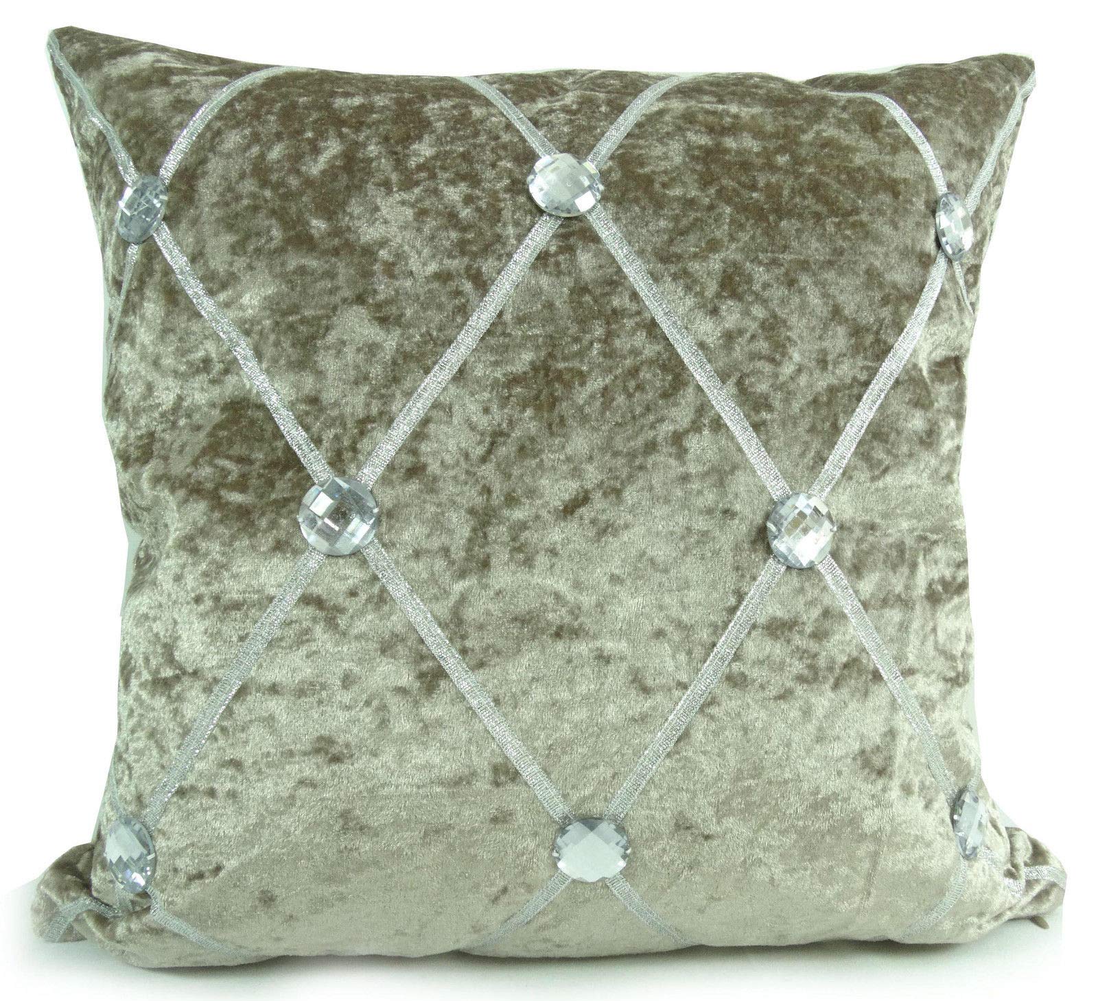 Coussin velours écrasé 43x43 cm beige de style Chesterfield | Lot déco