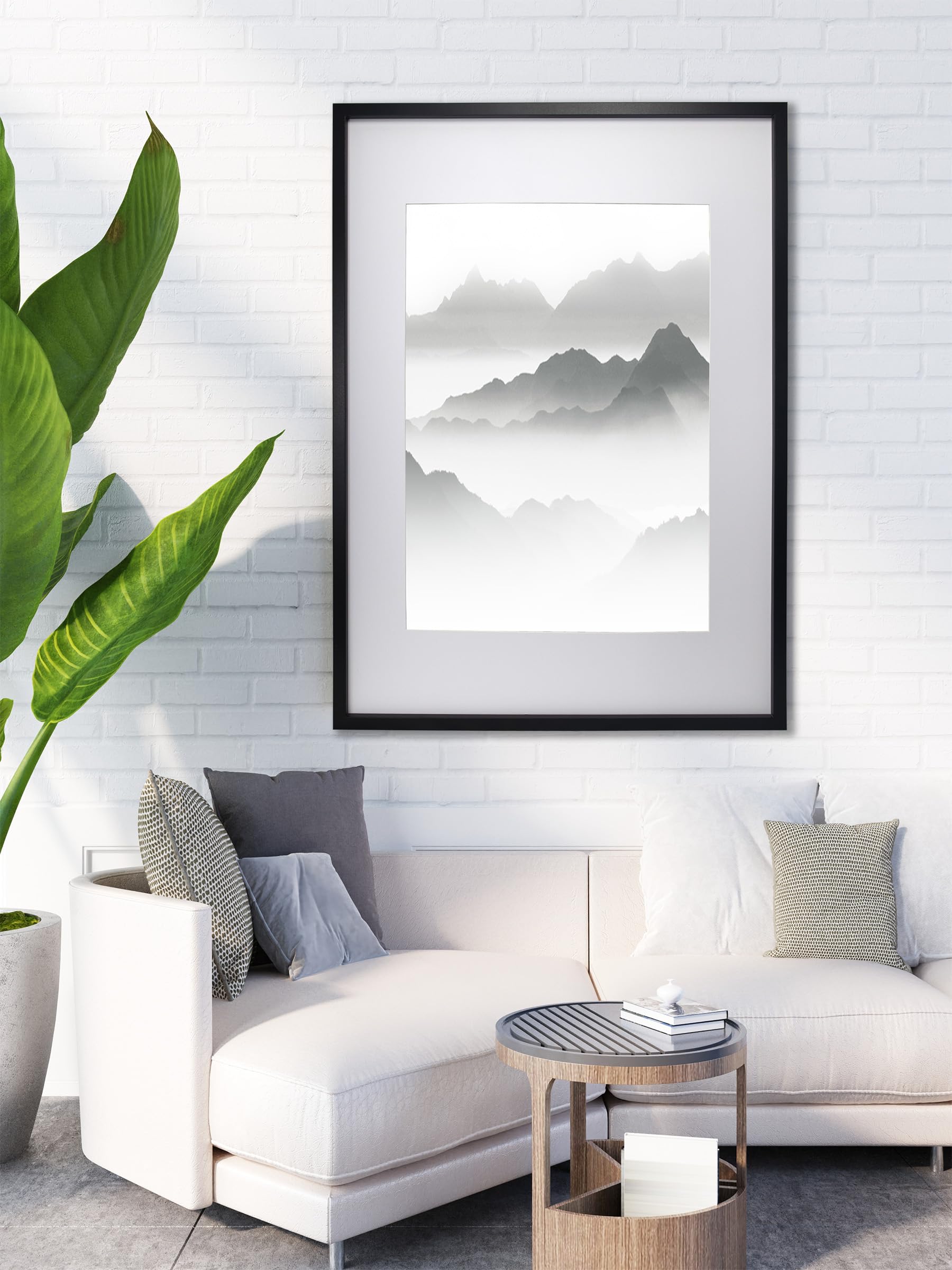 A1 Bilderrahmen, Schwarz, 3 Stück, mit Passepartout für A2 (41 x 58,4 cm), A2 Posterrahmen für Fotos, leichtes MDF, horizontale/vertikale Wandmontage, 3 Stück