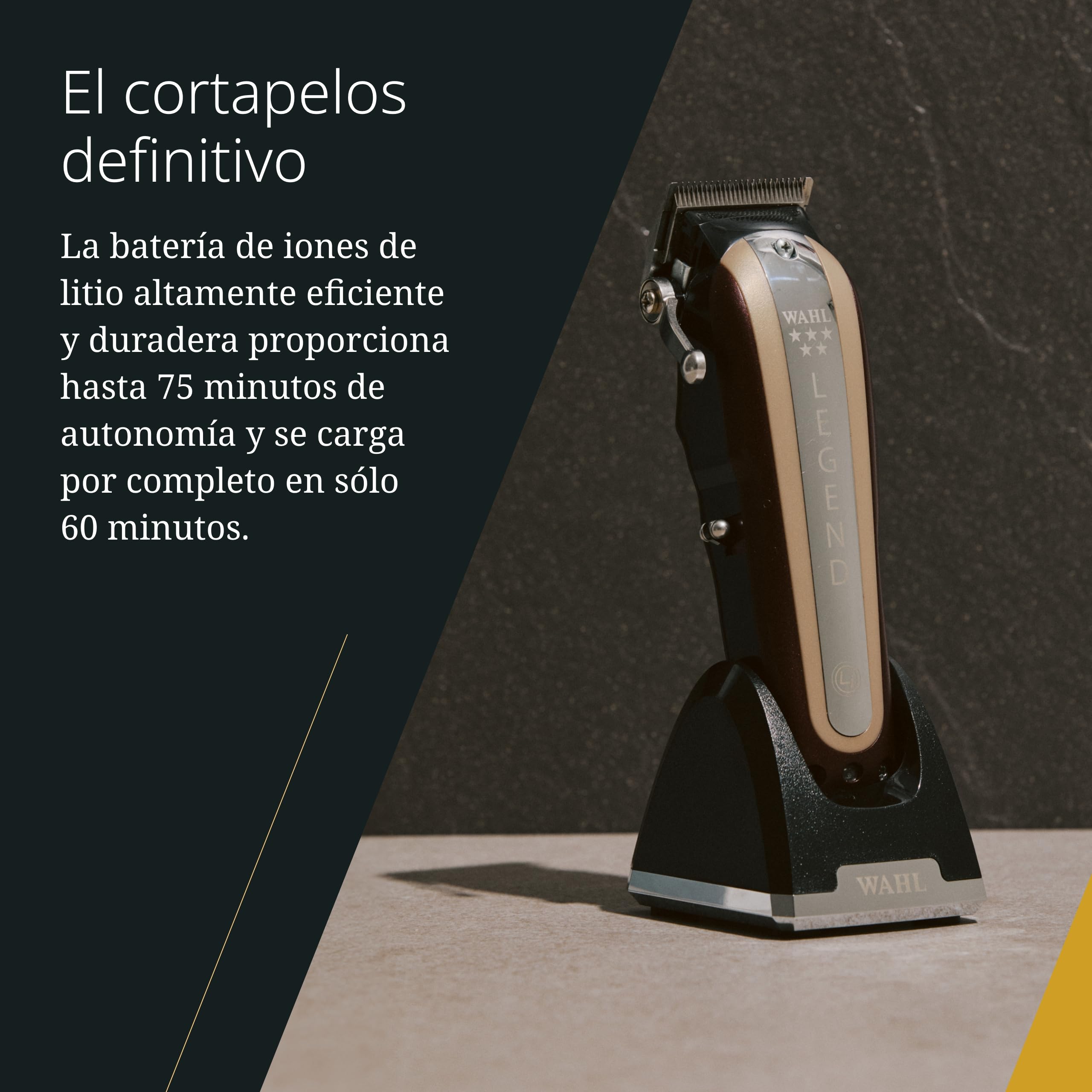 Wahl Cordless Legend, Cortapelos Inalámbrico para Degradados | Cortapelos Inalámbrico, Motor de Alto Rendimiento, 8 Peines, hasta 100 Minutos de Autonomía, para Degradados y Pelo Grueso