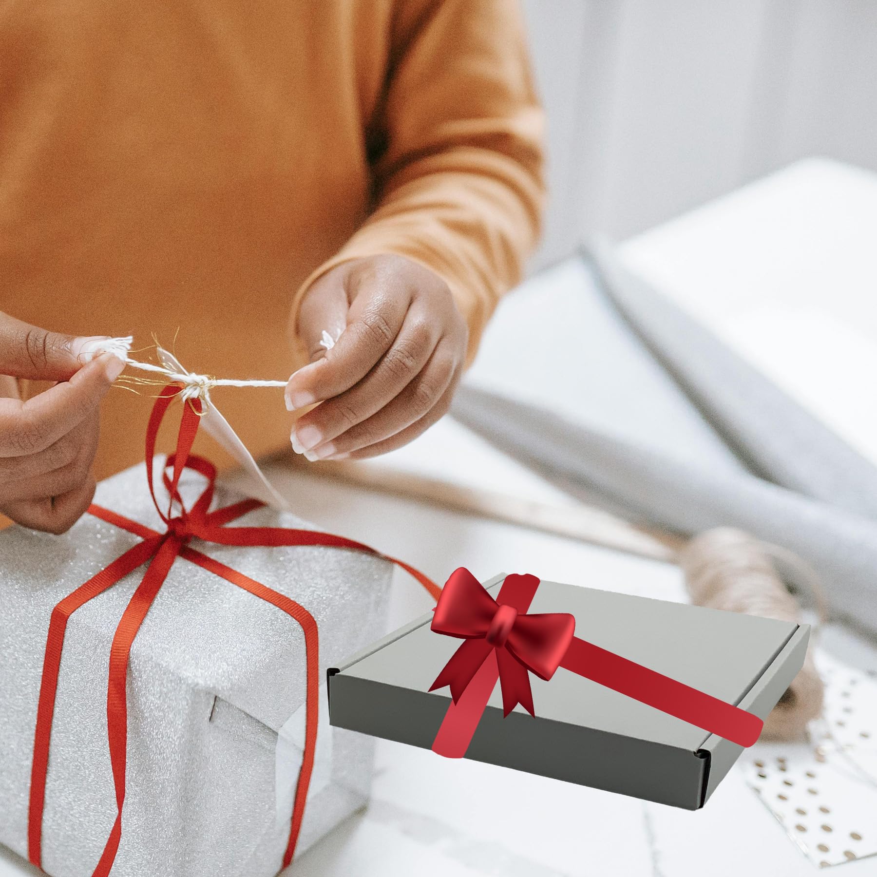 Cajas pequeñas de envío blancas de 7 x 7 x 1 pulgadas, paquete de 50 cajas de cartón para envíos a granel, suministros de embalaje de regalo, cajas de correo de negocios, regalos de negocios
